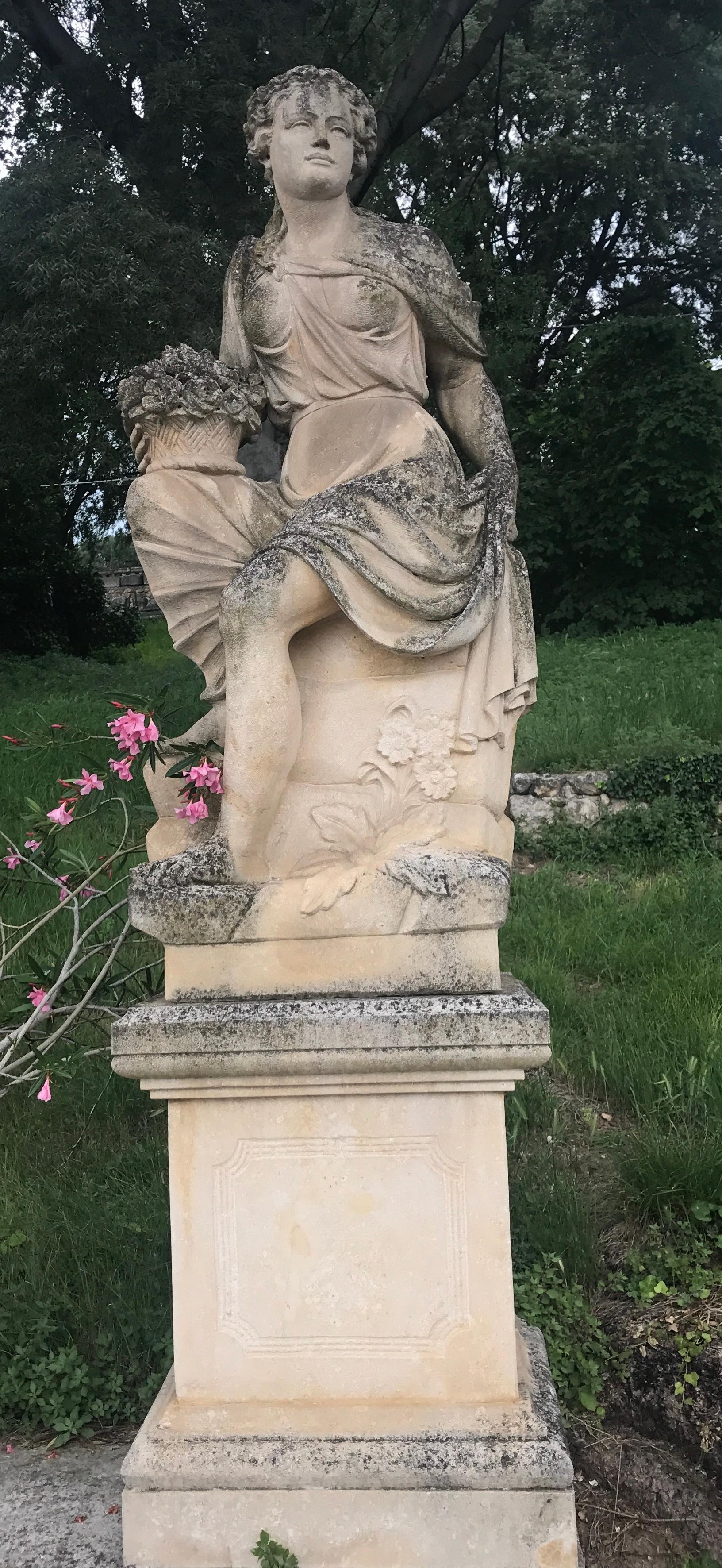 Set of Extraordinary Italian Stone Statues Representing the Four Seasons - Sculpture by Unknown