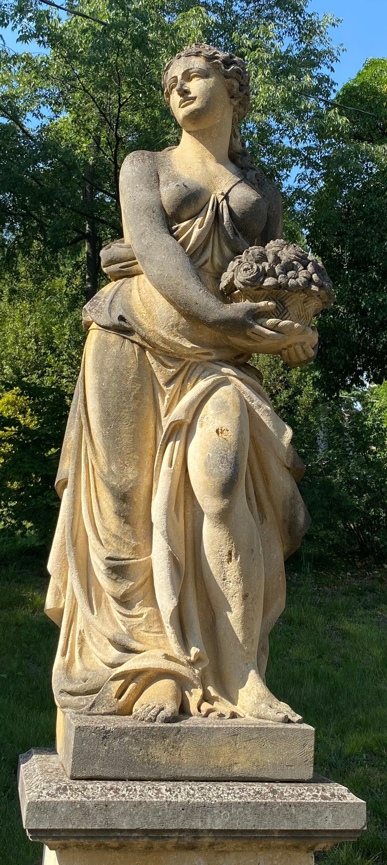 Set of Extraordinary Italian Stone Statues Representing the Four Seasons - Academic Sculpture by Unknown