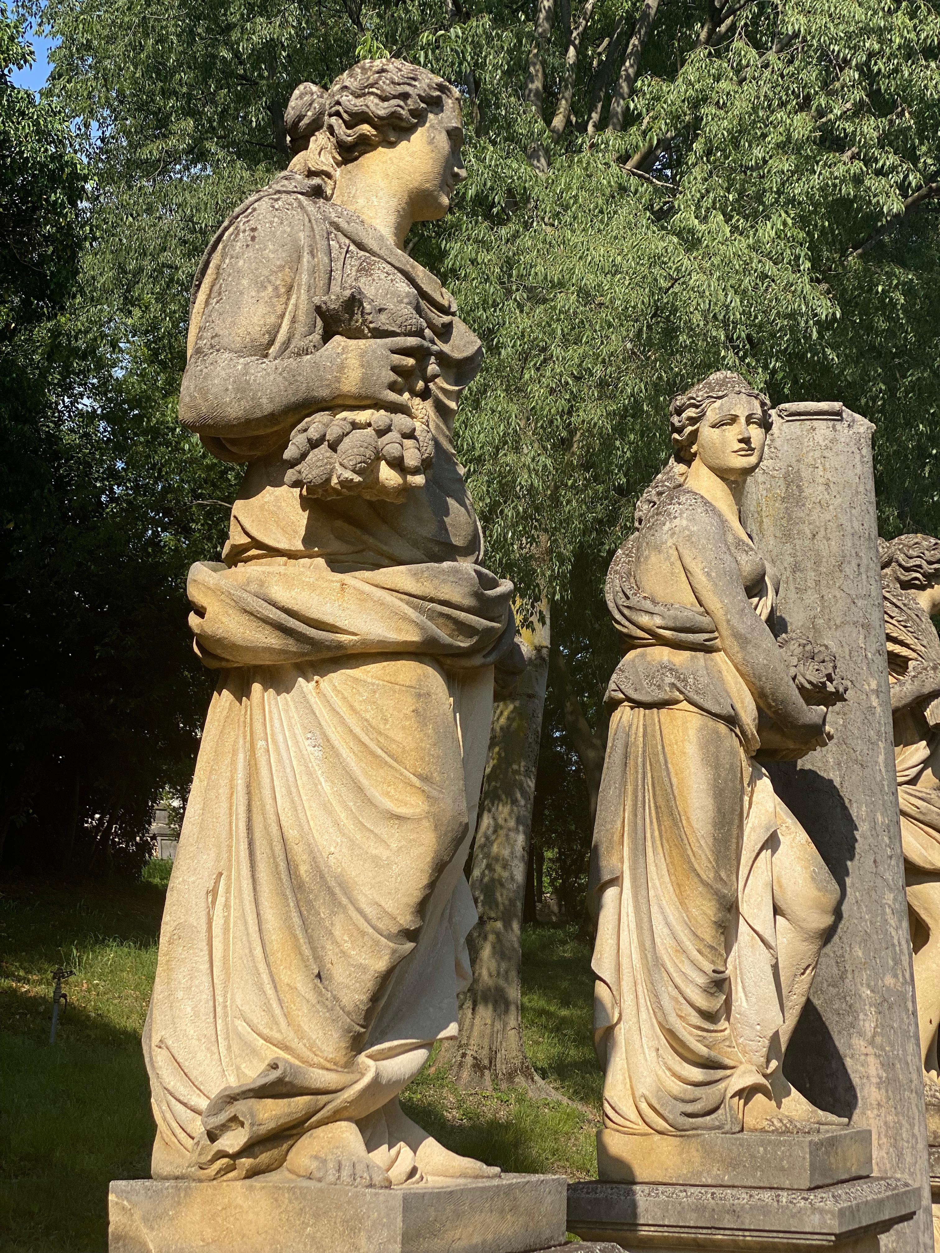 Set of Extraordinary Italian Stone Statues Representing the Four Seasons - Black Figurative Sculpture by Unknown