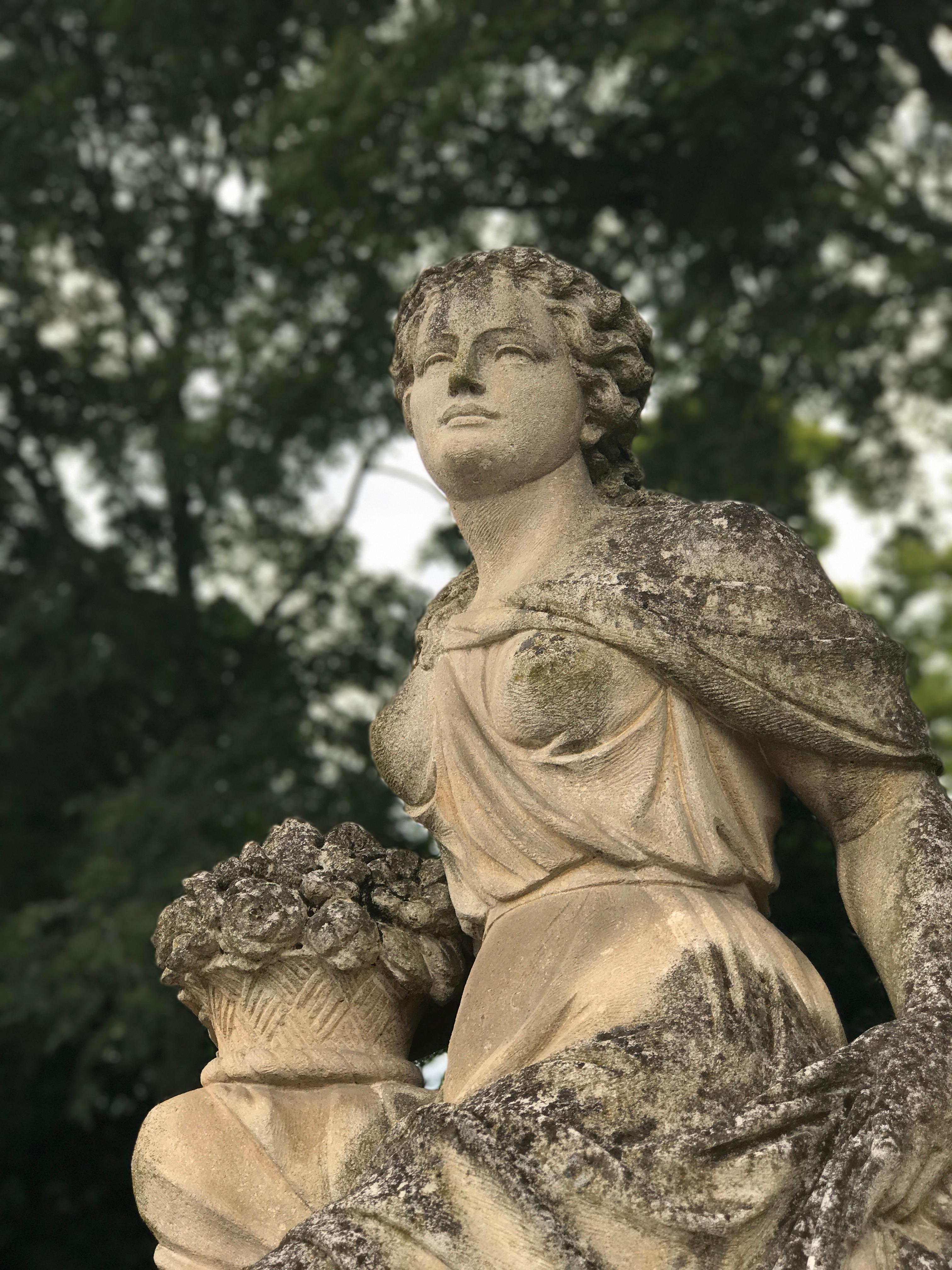 Set of Extraordinary Italian Stone Statues Representing the Four Seasons - Gray Figurative Sculpture by Unknown