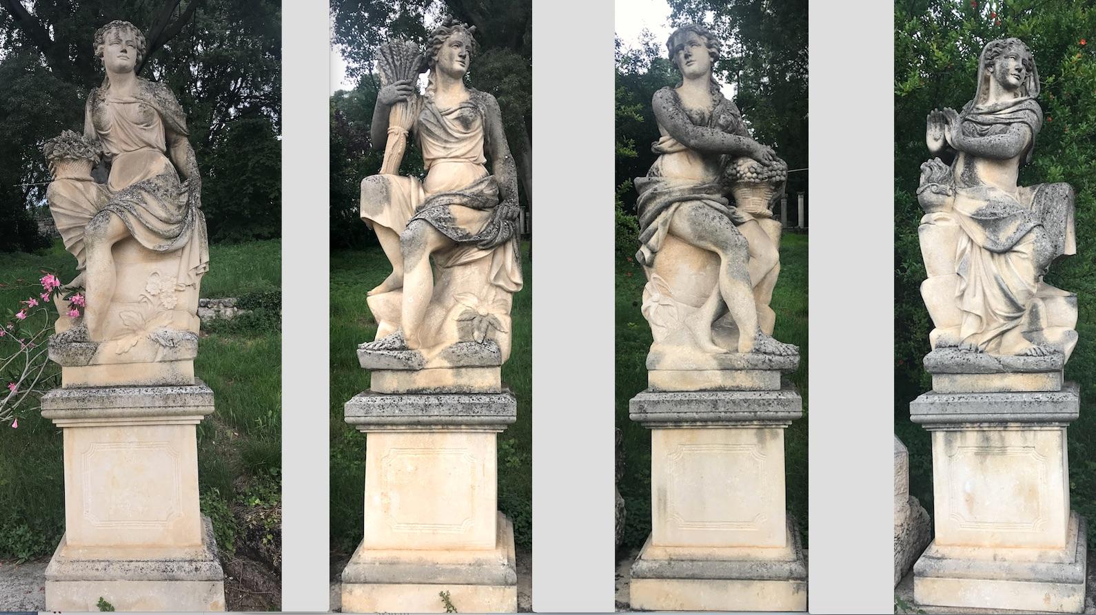 Unknown Figurative Sculpture - Set of Extraordinary Italian Stone Statues Representing the Four Seasons