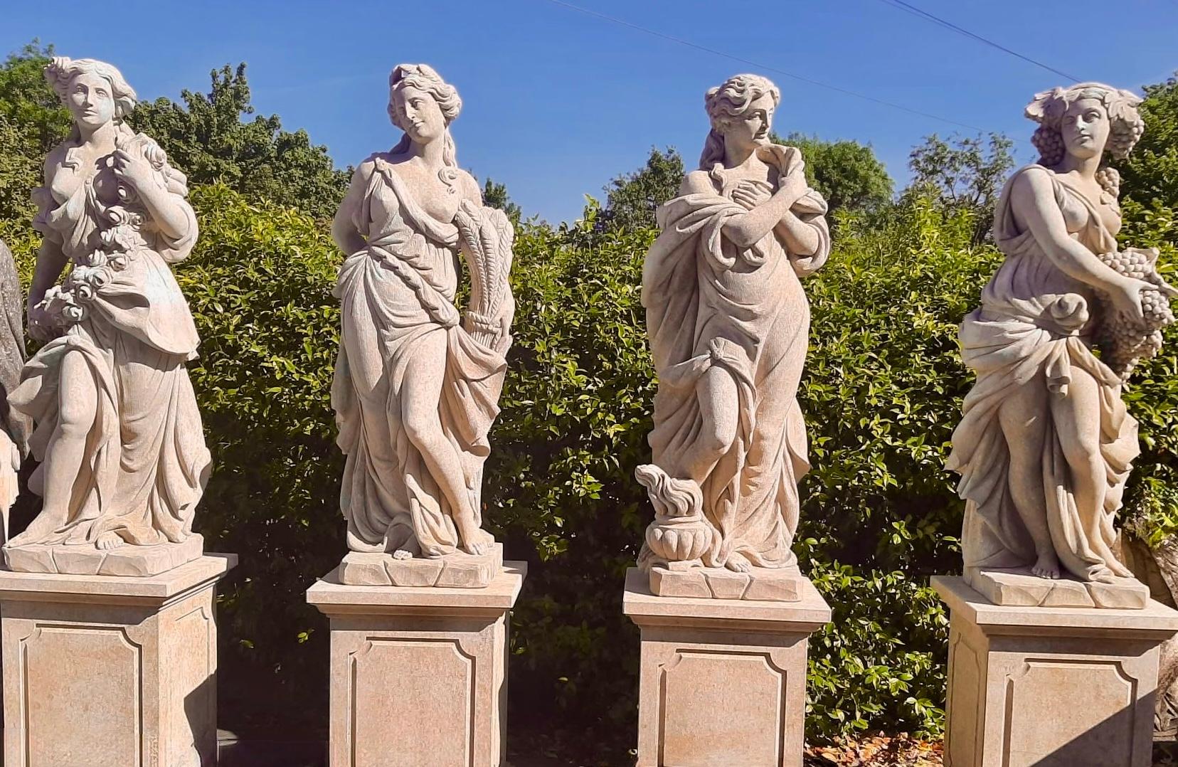 Set of Extraordinary Italian Stone Statues Representing the Four Seasons