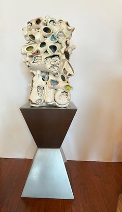 Shattered White Ceramic Bottles Fused in Piles in the Style of Yeesookyung