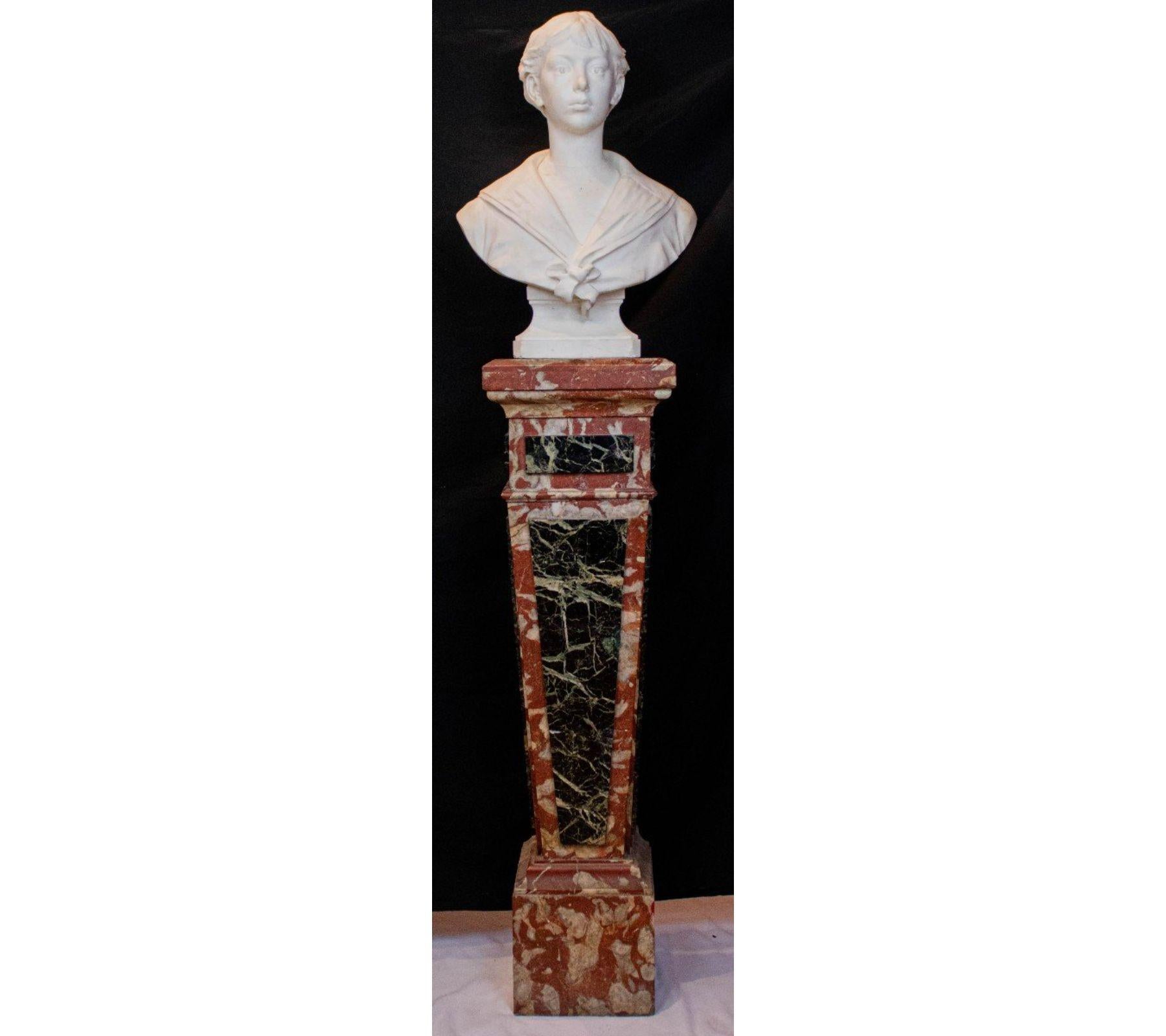 Sheath In Sea Green And Red Marble From Caunes-minervois Nineteenth - Sculpture by Unknown