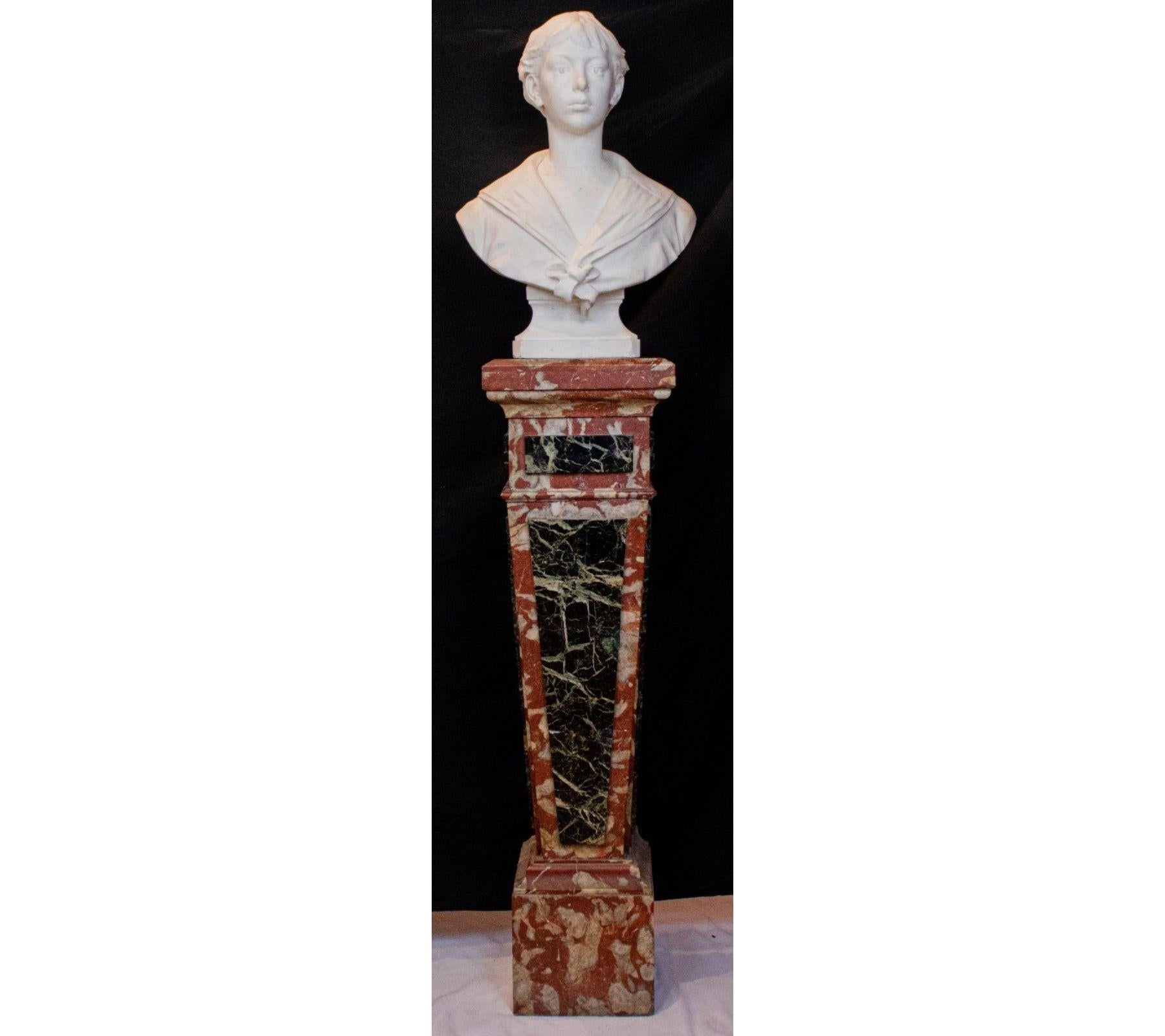 Fourreau en marbre vert de mer et rouge de Caunes-minervois du 19e siècle - Sculpture de Unknown