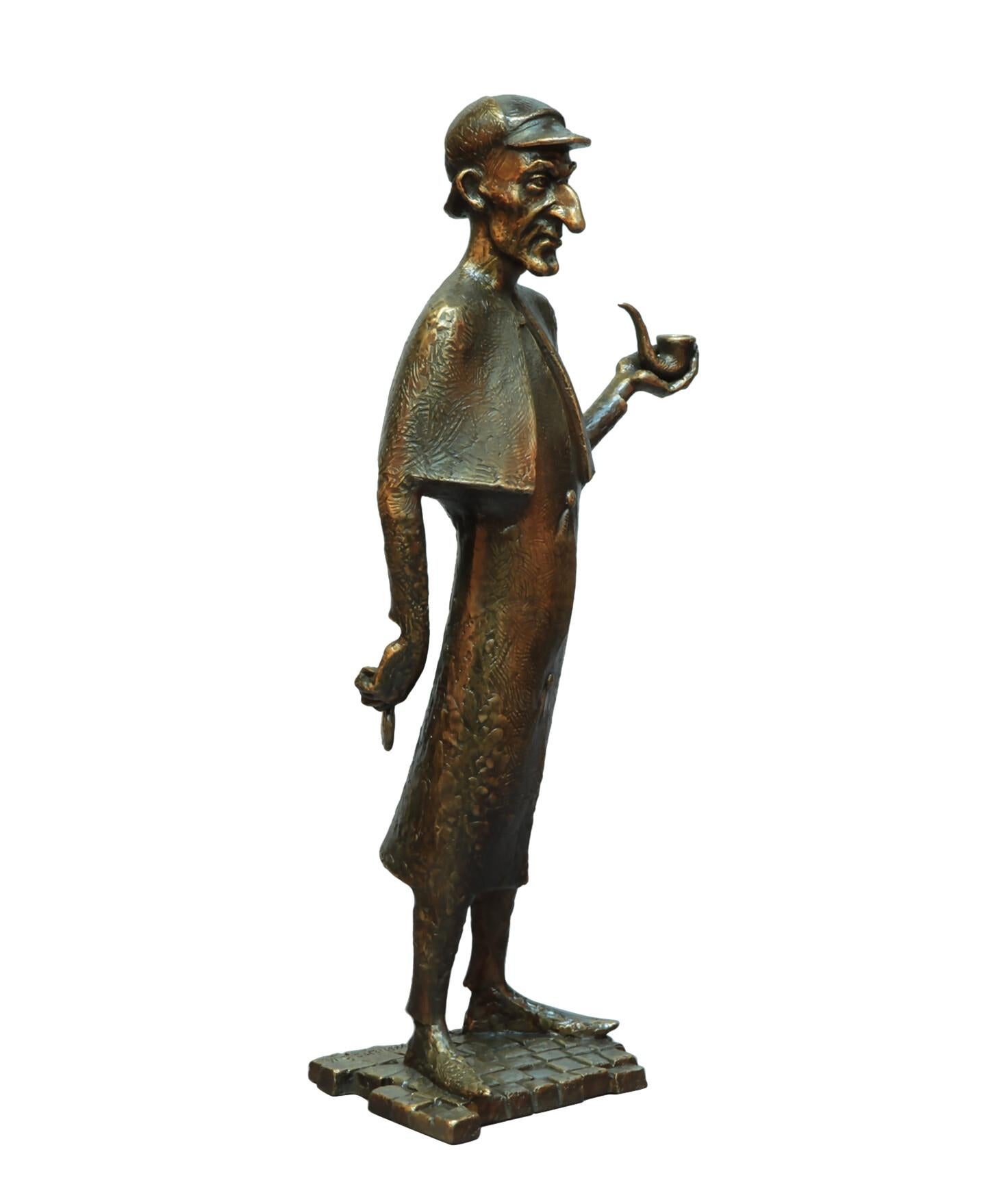 Volodymyr MYKYTENKO Figurative Sculpture - Sherlock, Bronze Sculpture by Volodymyr Mykytenko, 2021