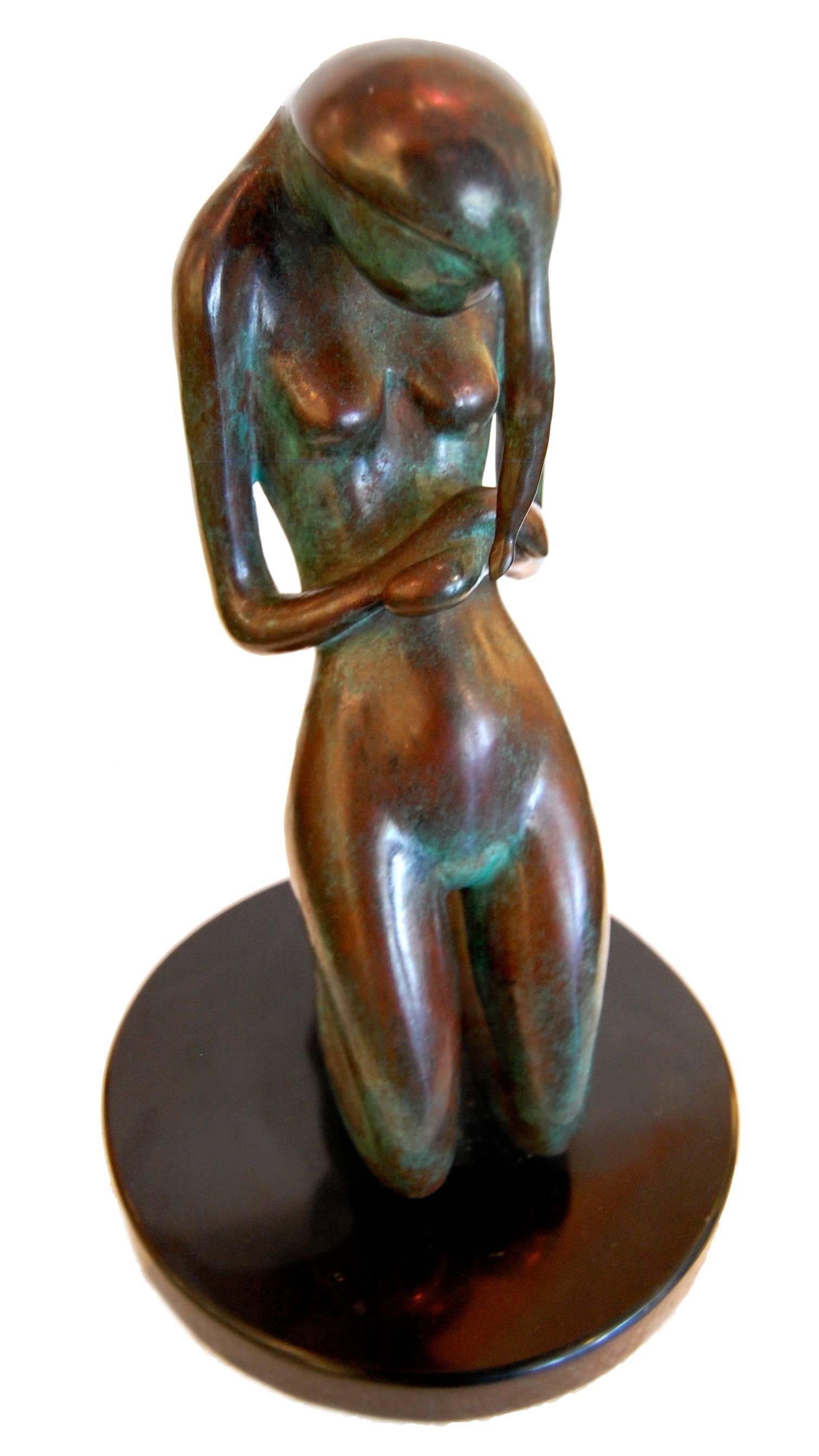 signed Frantzke; TWO nude sculptures stamped with “W.A.R 2/100”; bronze - Gold Nude Sculpture by Unknown
