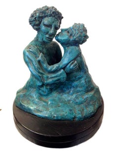 signed Tony; Embrace; ceramic and wood base;