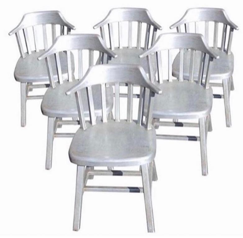 Six Vintage Stainless Steel Sculptural Dining Chairs Sculpture Mid-Century Set 6