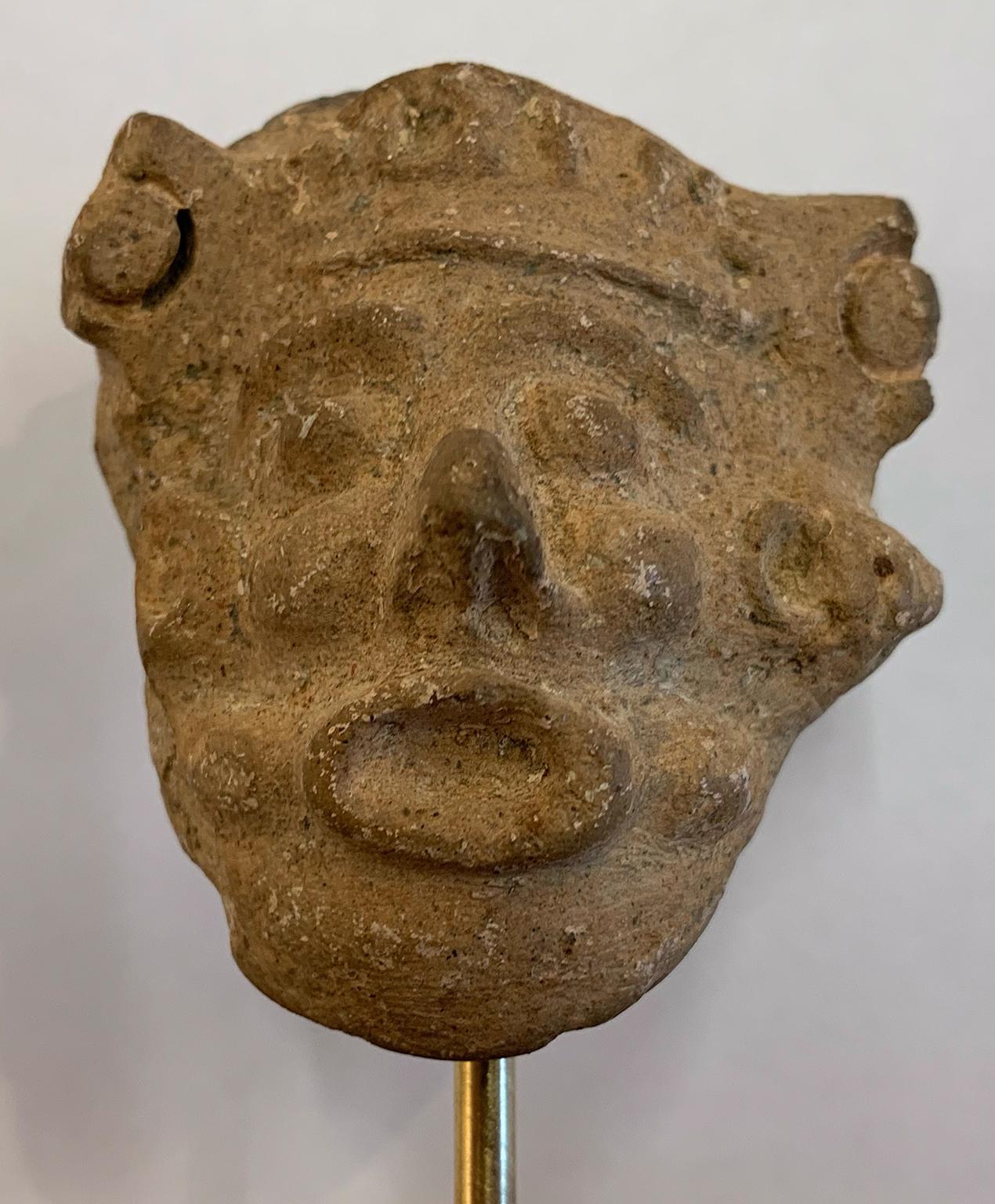 Small clay head - Remojadas Culture - Classic Veracruz Culture 100 BCE to 800 CE - Tribal Sculpture by Unknown