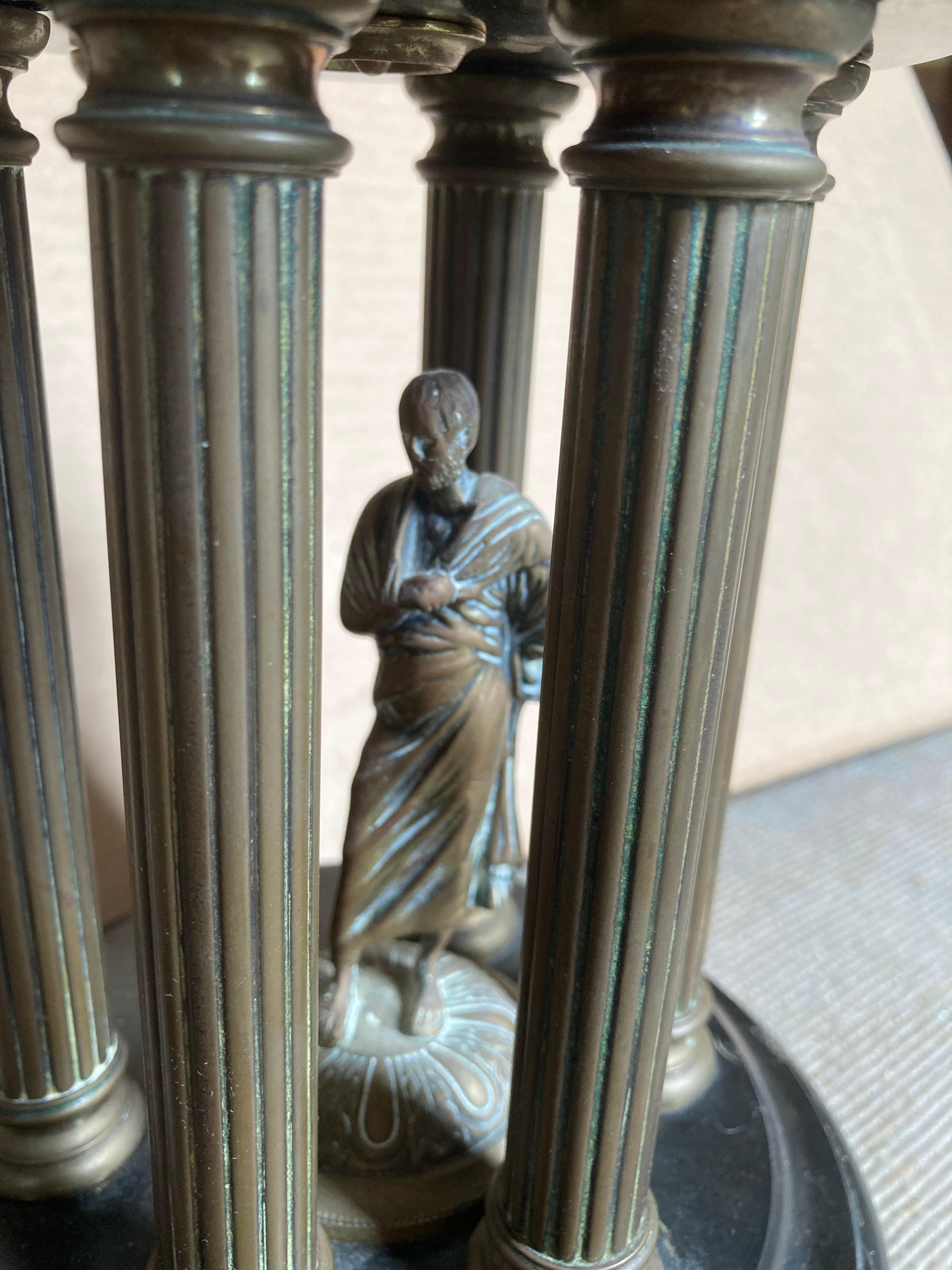 Socrates in the Temple of Wisdom - Antique Bronze and Marble Sculpture - Gold Figurative Sculpture by Unknown