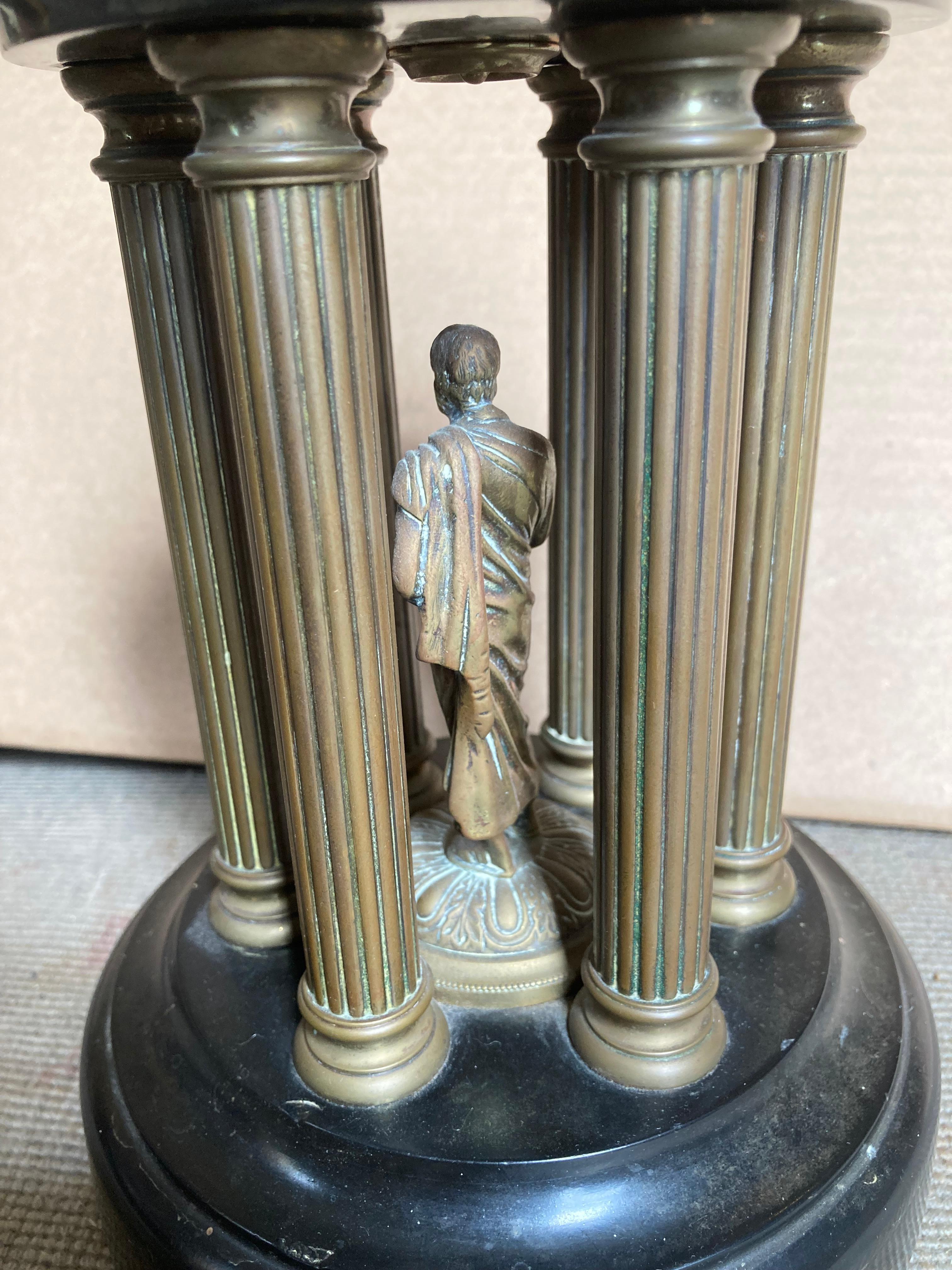 Socrates in the Temple of Wisdom - Antique Bronze and Marble Sculpture For Sale 3