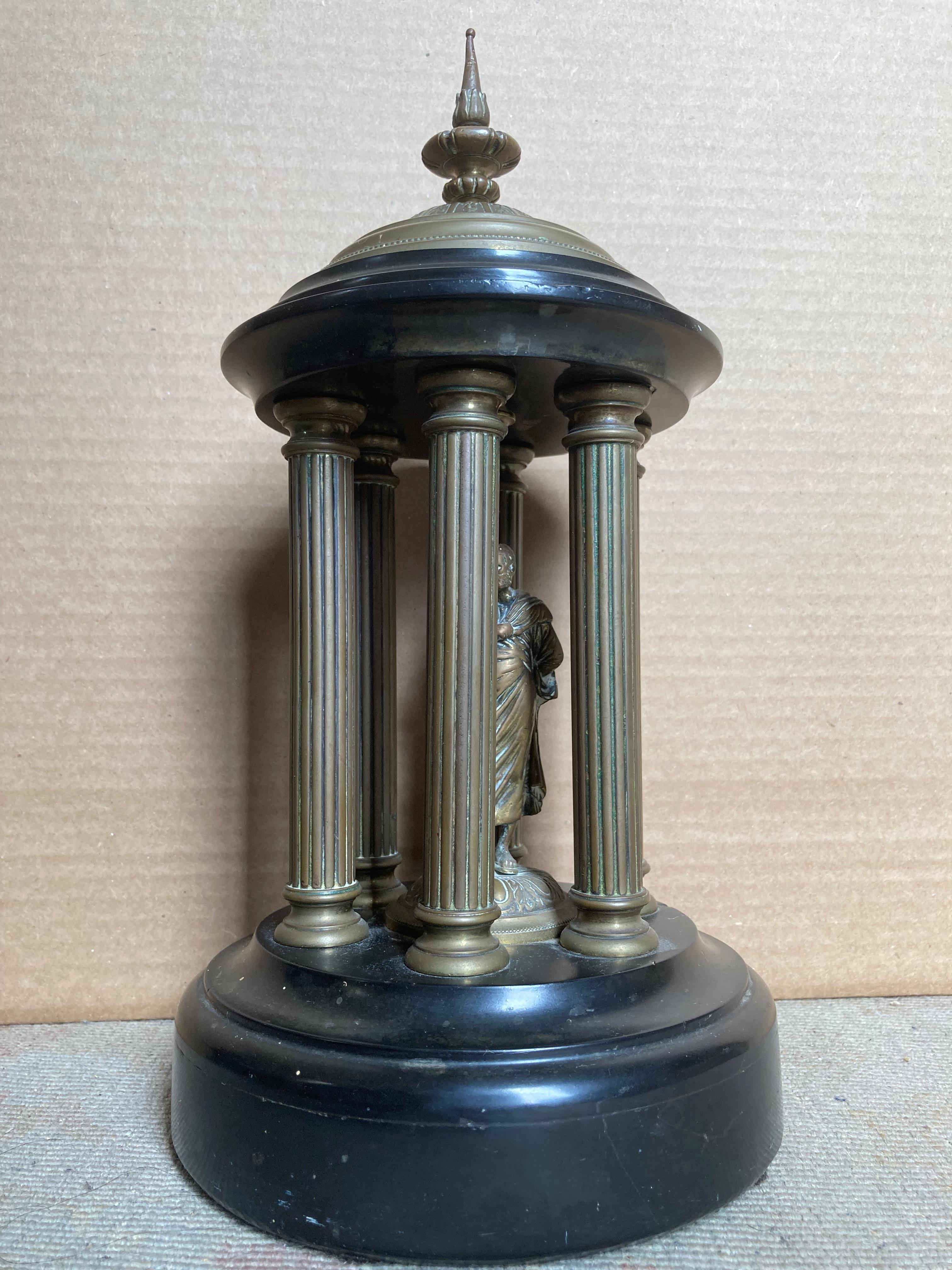 Socrates in the Temple of Wisdom - Antique Bronze and Marble Sculpture For Sale 4