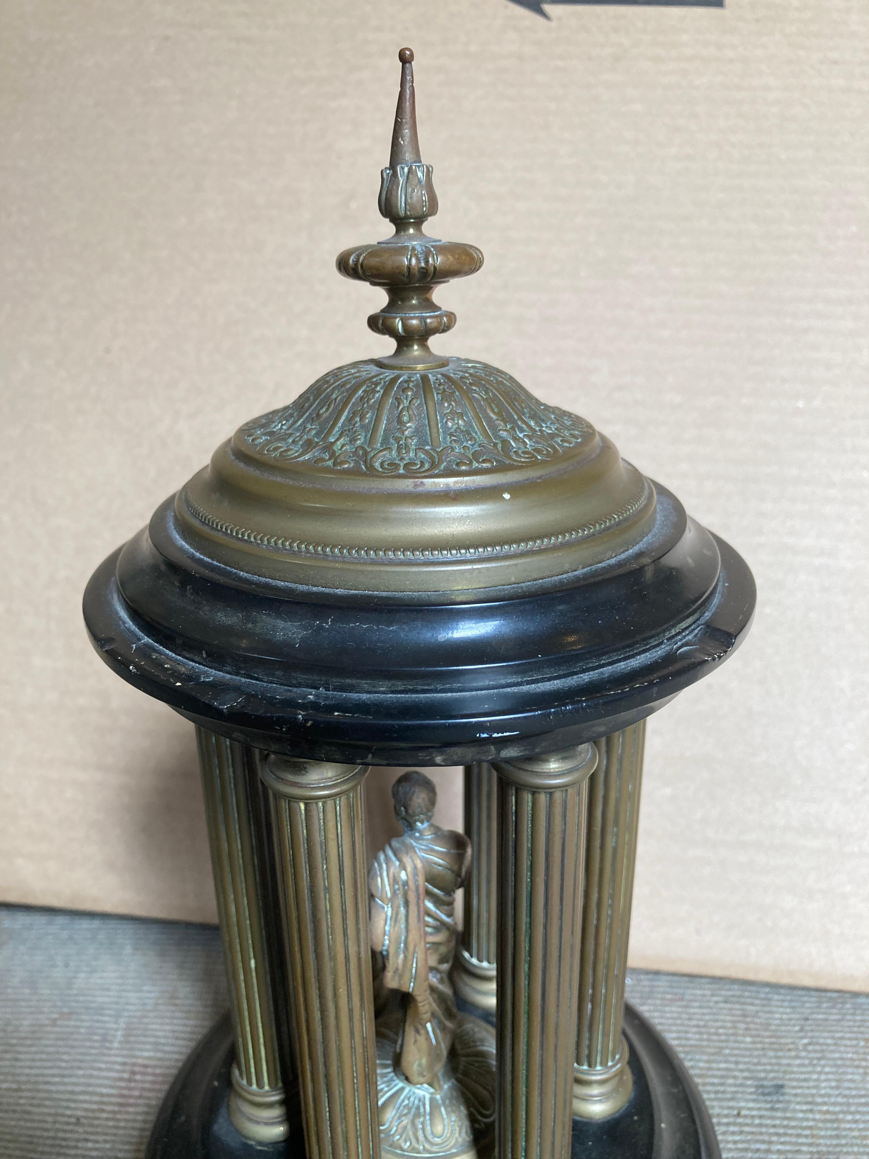 Socrates in the Temple of Wisdom - Antique Bronze and Marble Sculpture For Sale 5