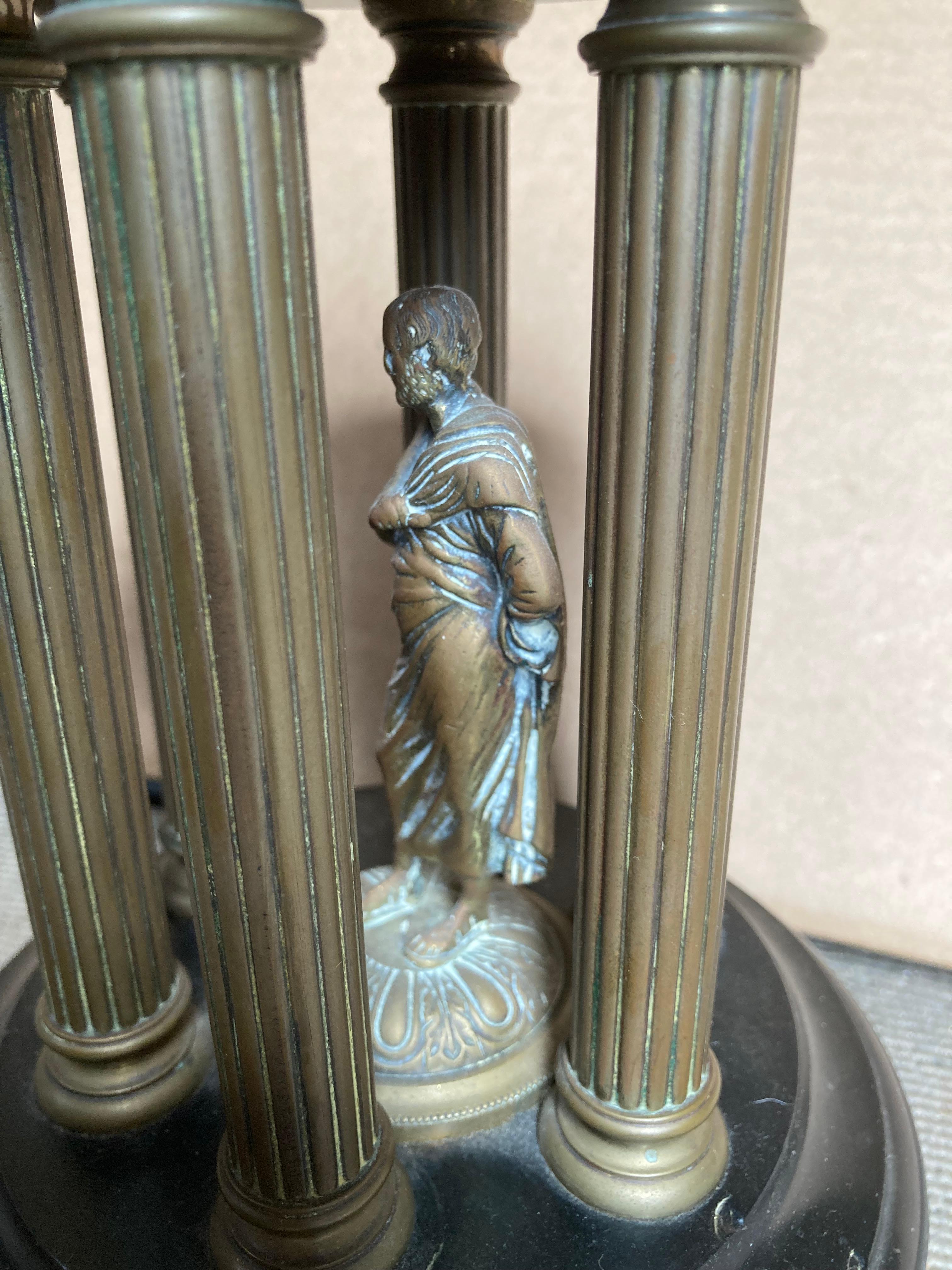 Socrates in the Temple of Wisdom - Antique Bronze and Marble Sculpture For Sale 6
