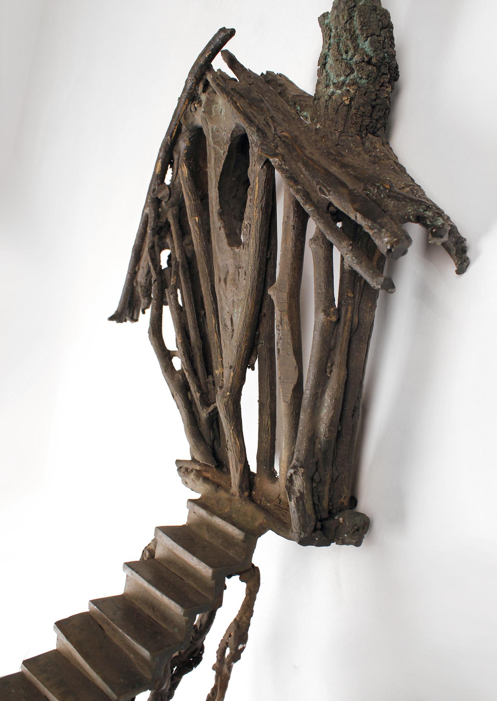 Solid Cast Bronze Brutalist Tree House Sculpture For Sale 2