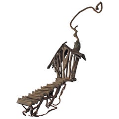 Solid Cast Bronze Brutalist Tree House Sculpture