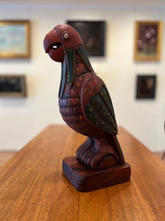 Antique South American folk Carving of a MaCaw parrot