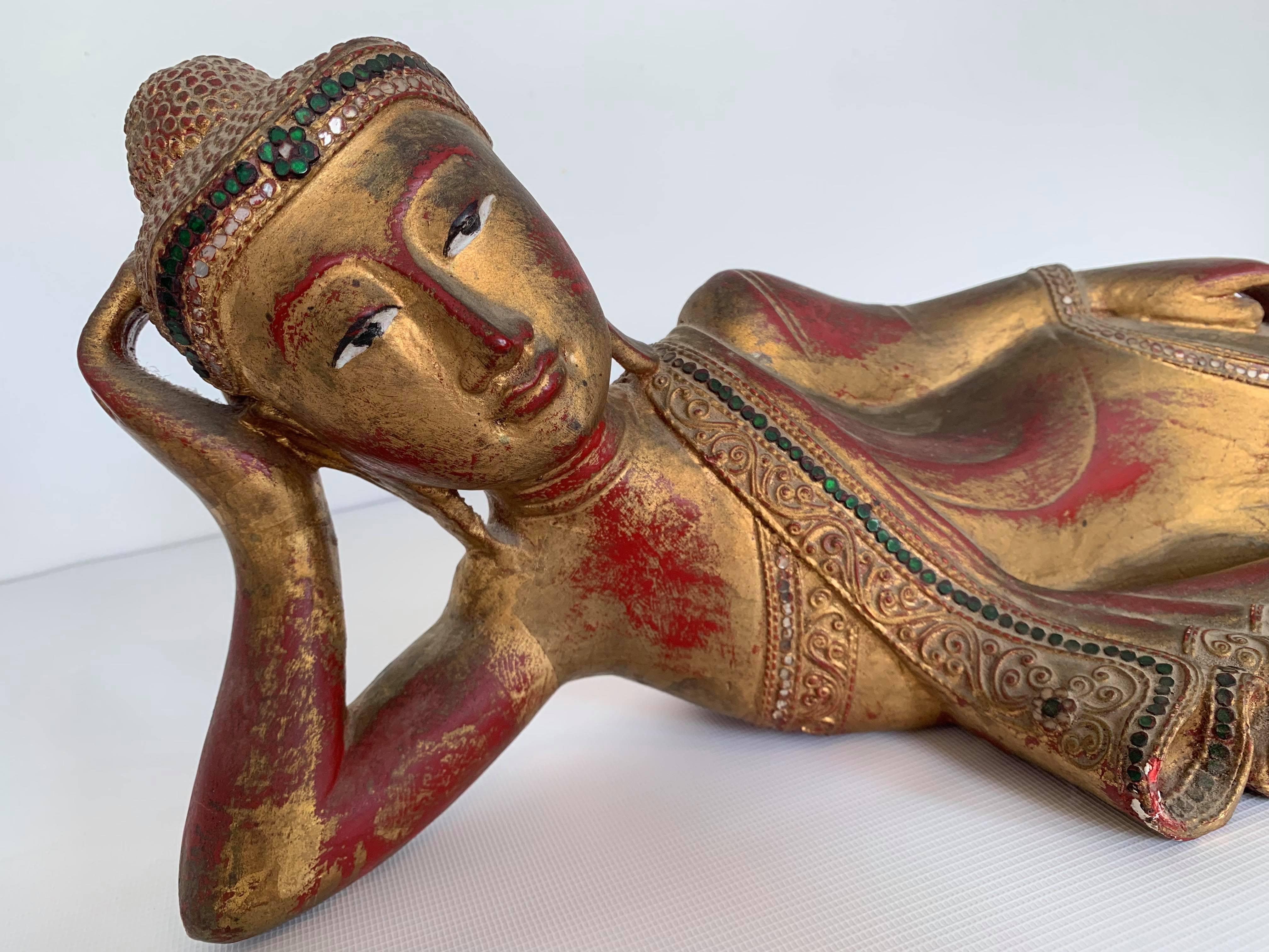 Southeast Asian Reclining Buddha - Other Art Style Sculpture by Unknown