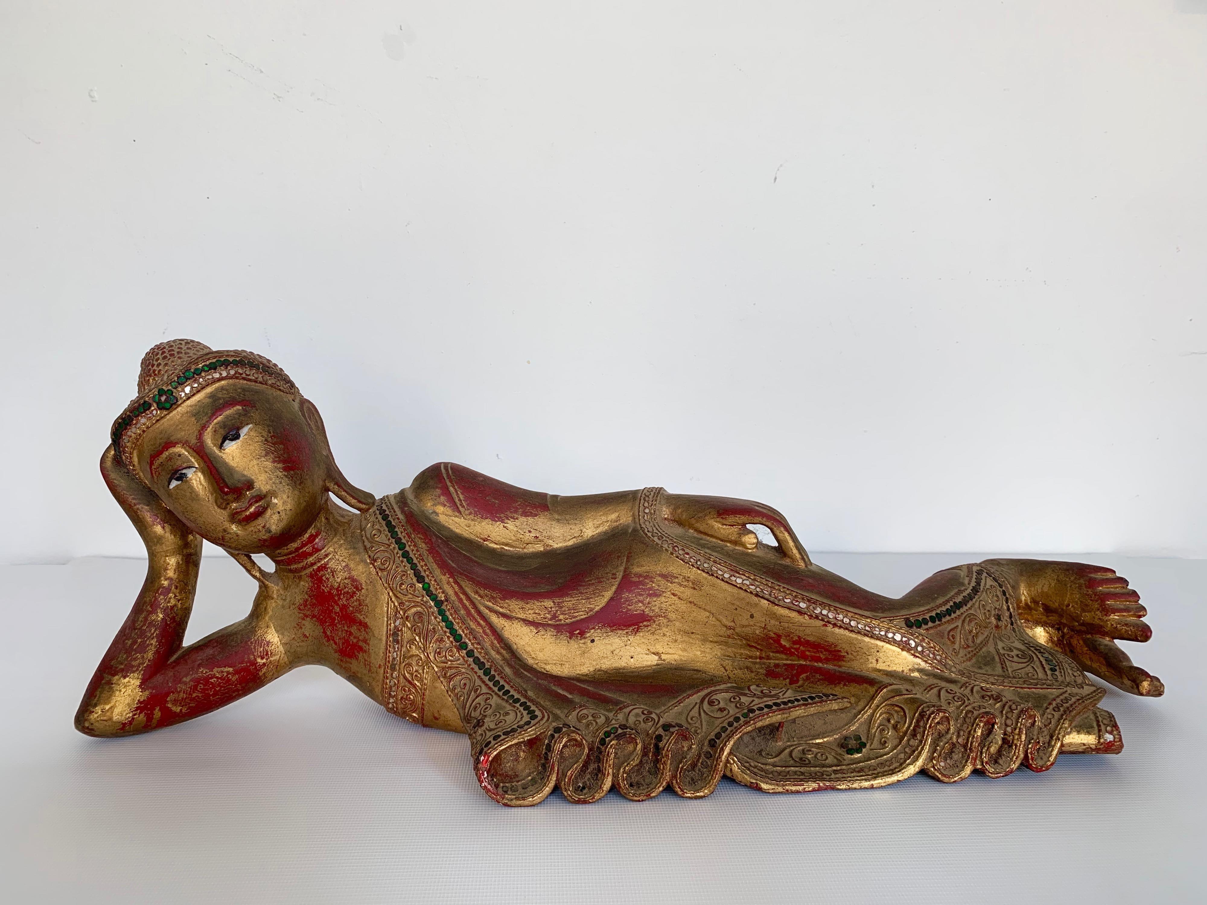 Unknown Figurative Sculpture - Southeast Asian Reclining Buddha