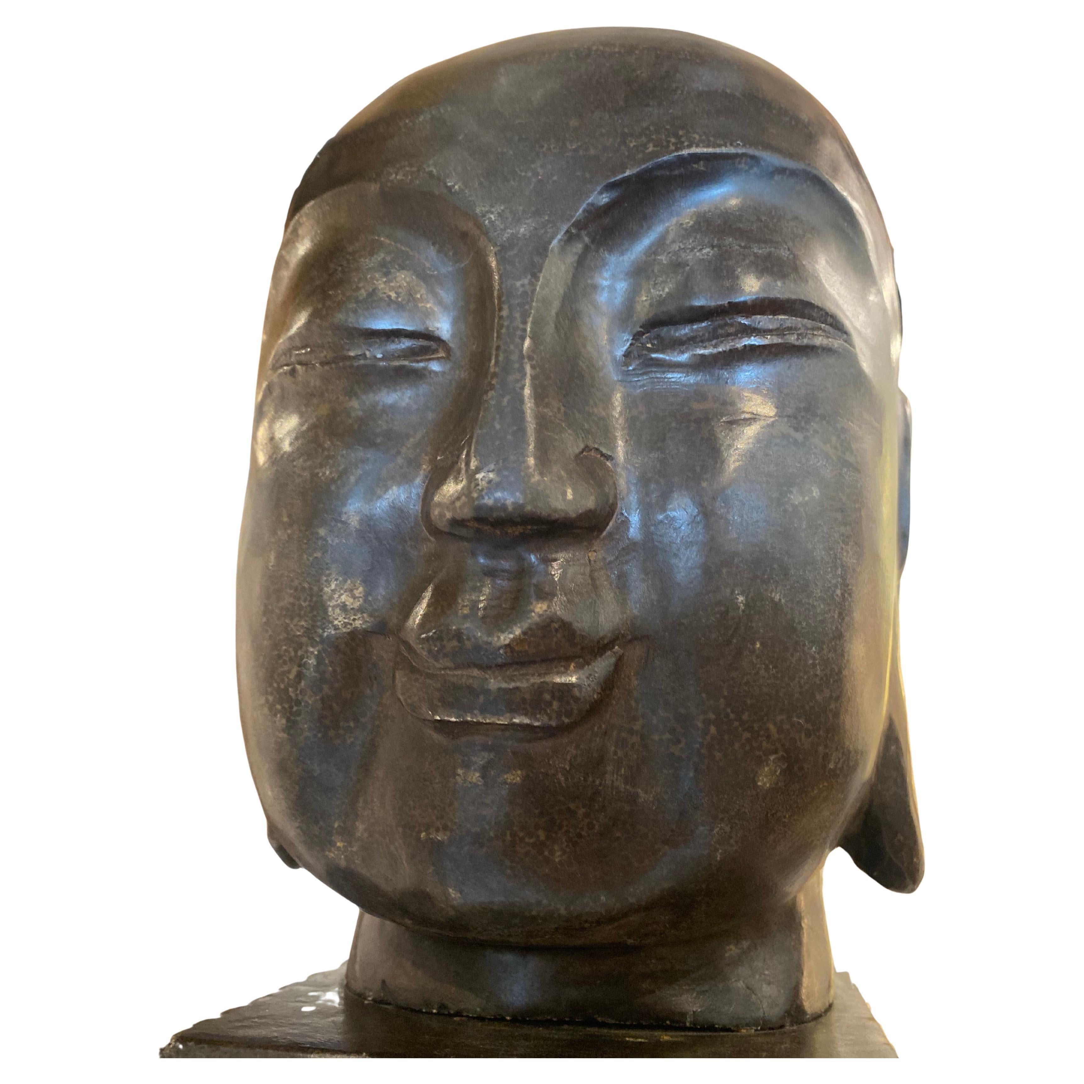 Southeast Asian Soap Stone Buddha Head Sculpture For Sale 1