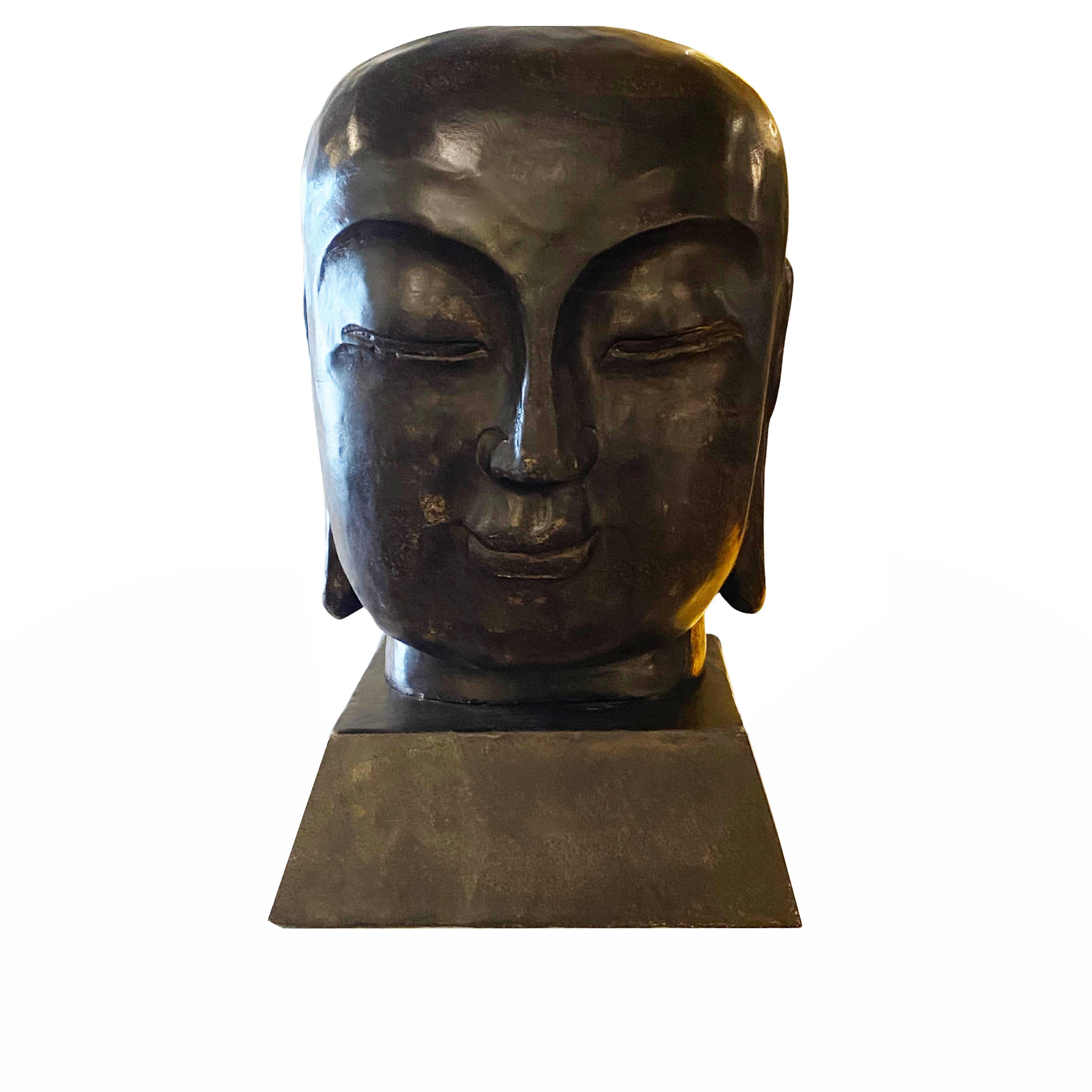 Unknown Figurative Sculpture - Southeast Asian Soap Stone Buddha Head Sculpture