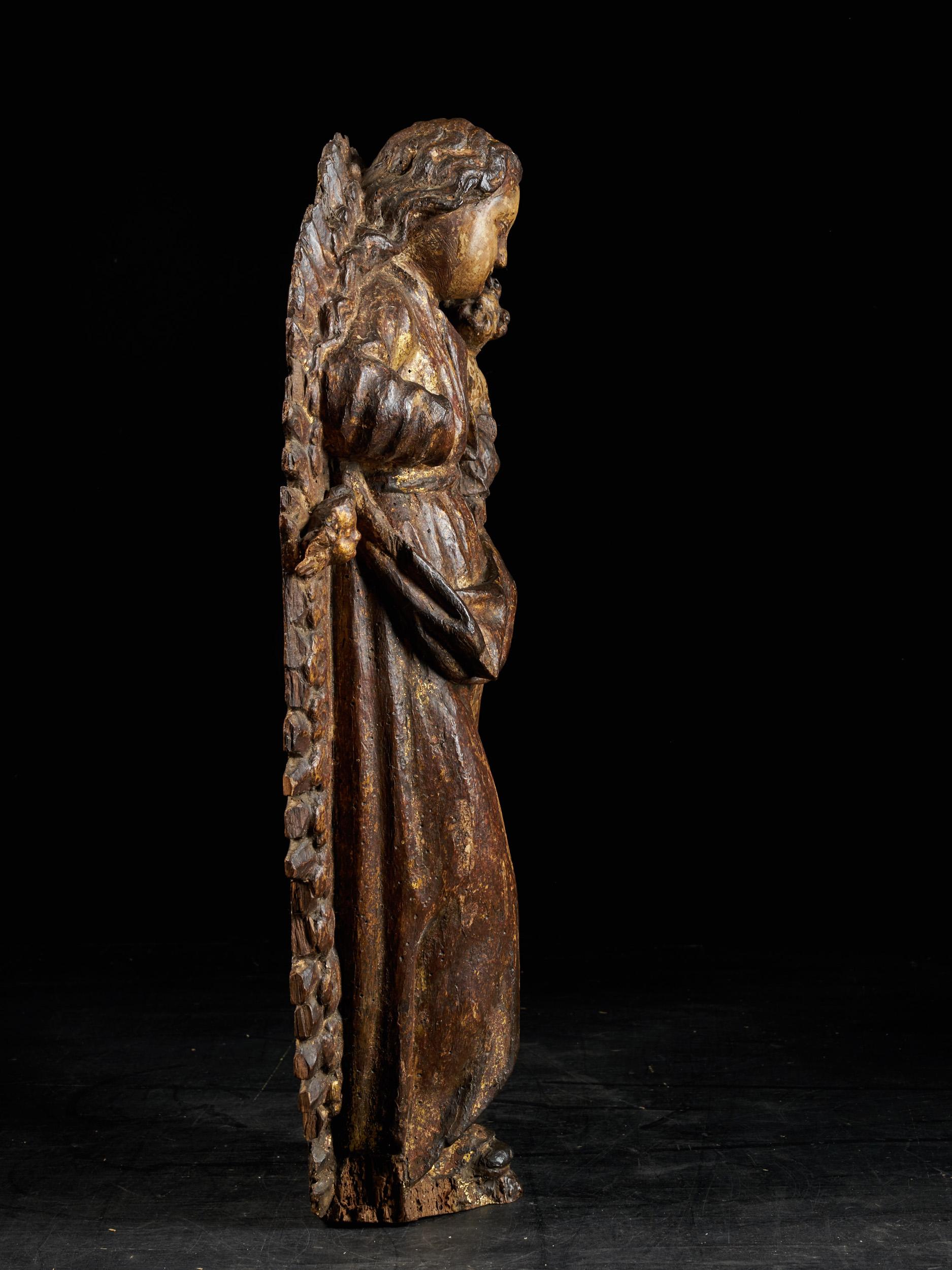 Spanish School, Gilded Sculpture of the Virgin and Child, Gilded Wood  - Baroque Art by Unknown
