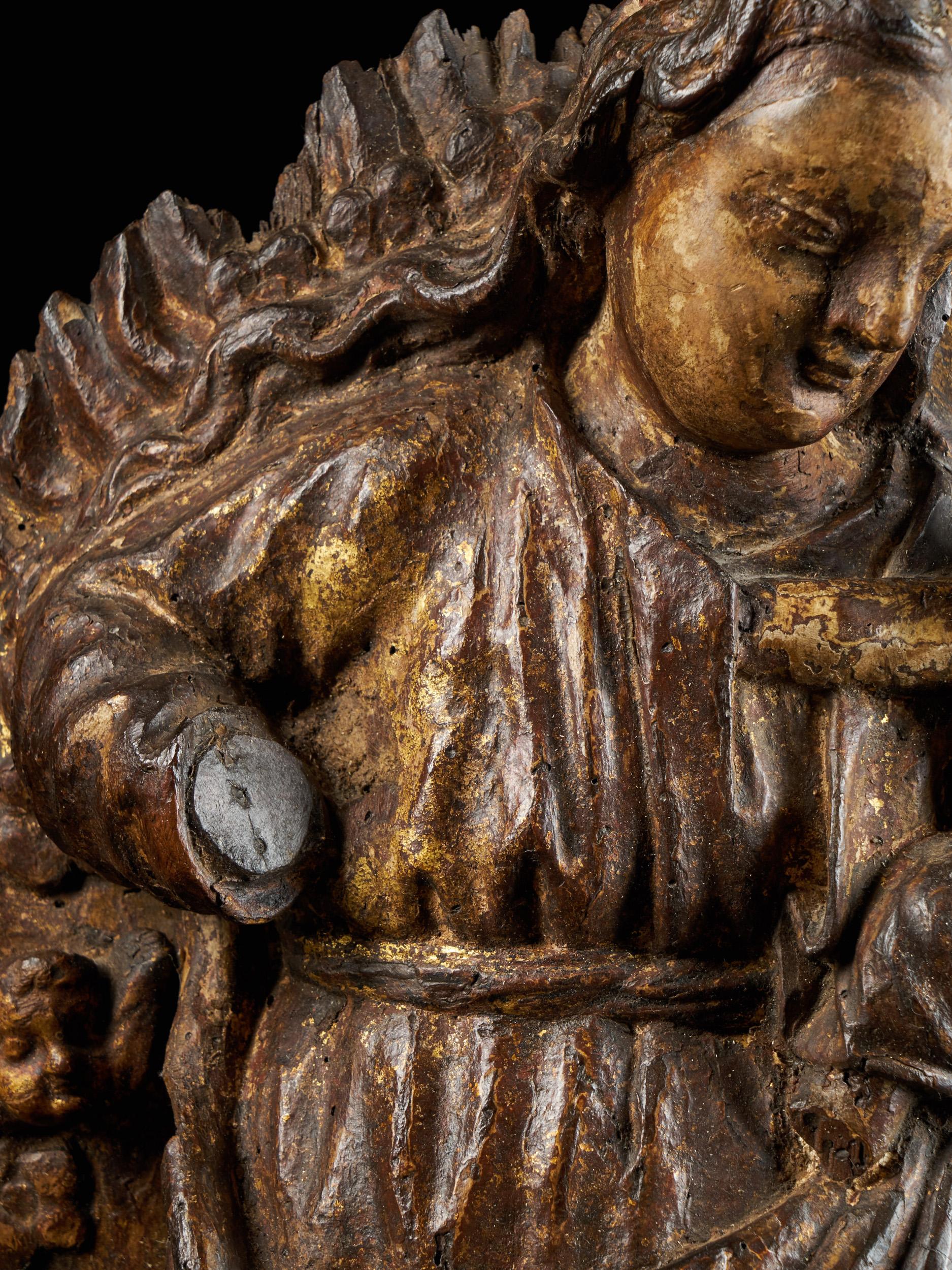 Spanish School, Gilded Sculpture of the Virgin and Child, Gilded Wood  2