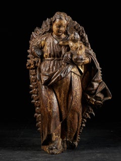 Spanish School, Gilded Sculpture of the Virgin and Child, Gilded Wood 