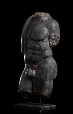 Specimen Gray Marble Torso Sculpture of Nude Man Classical Roman Grand Tour 19th