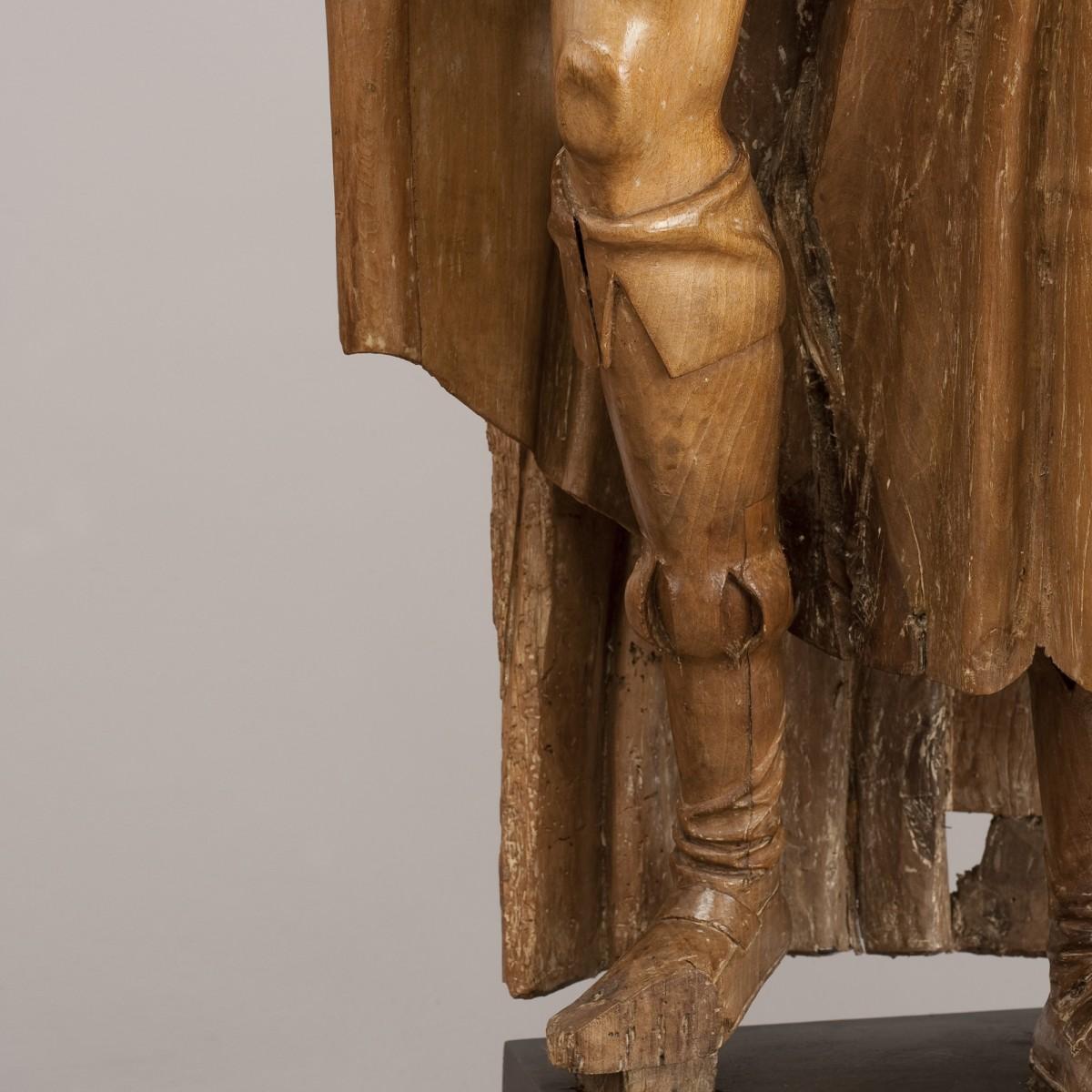Saint Roch of Montpellier - Burgos School - Spain - Brown Figurative Sculpture by Unknown