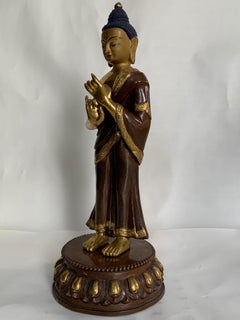 Standing Buddha Statue 9.5 Inch with 24K Gold Handcrafted by Lost Wax Process