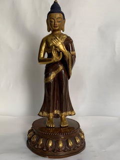 Standing Buddha Statue 9.5 Inch with 24K Gold Handcrafted by Lost Wax Process