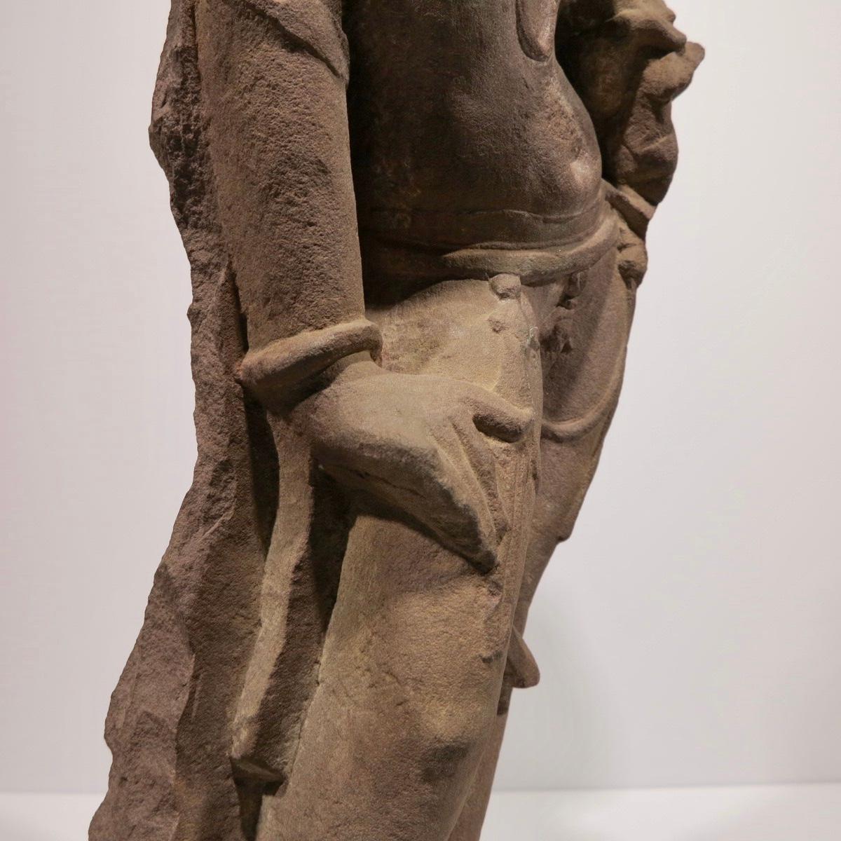 Standing Female Figure, Central India, 10th Century - Gray Figurative Sculpture by Unknown