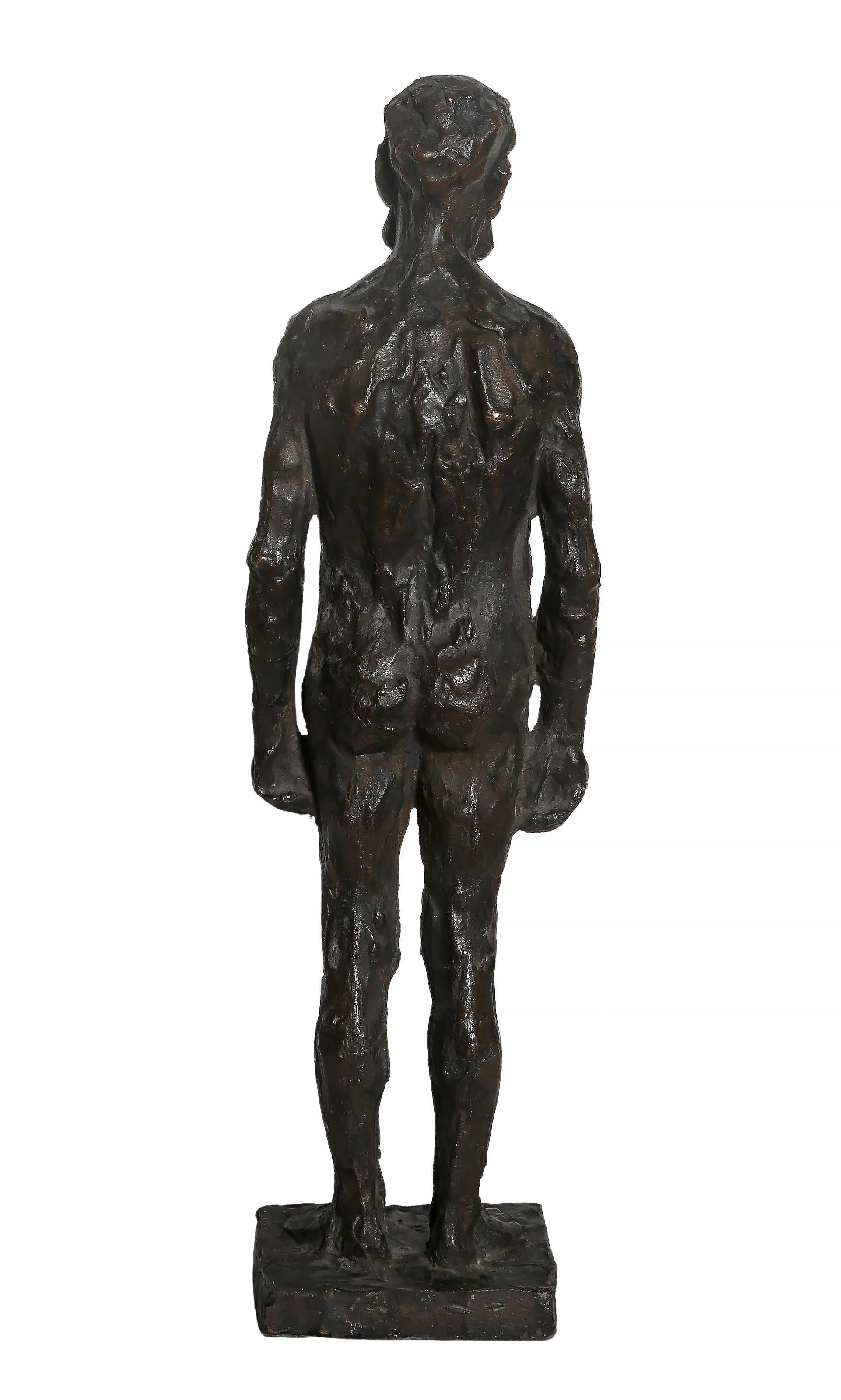 Unbekannter Künstler, möglicherweise Arbit Blatas - Stehender nackter Mann, Medium:  Bronze-Skulptur, Größe:  14.25 x 3.5 x 3.5 in. (36.2 x 8.89 x 8.89 cm)