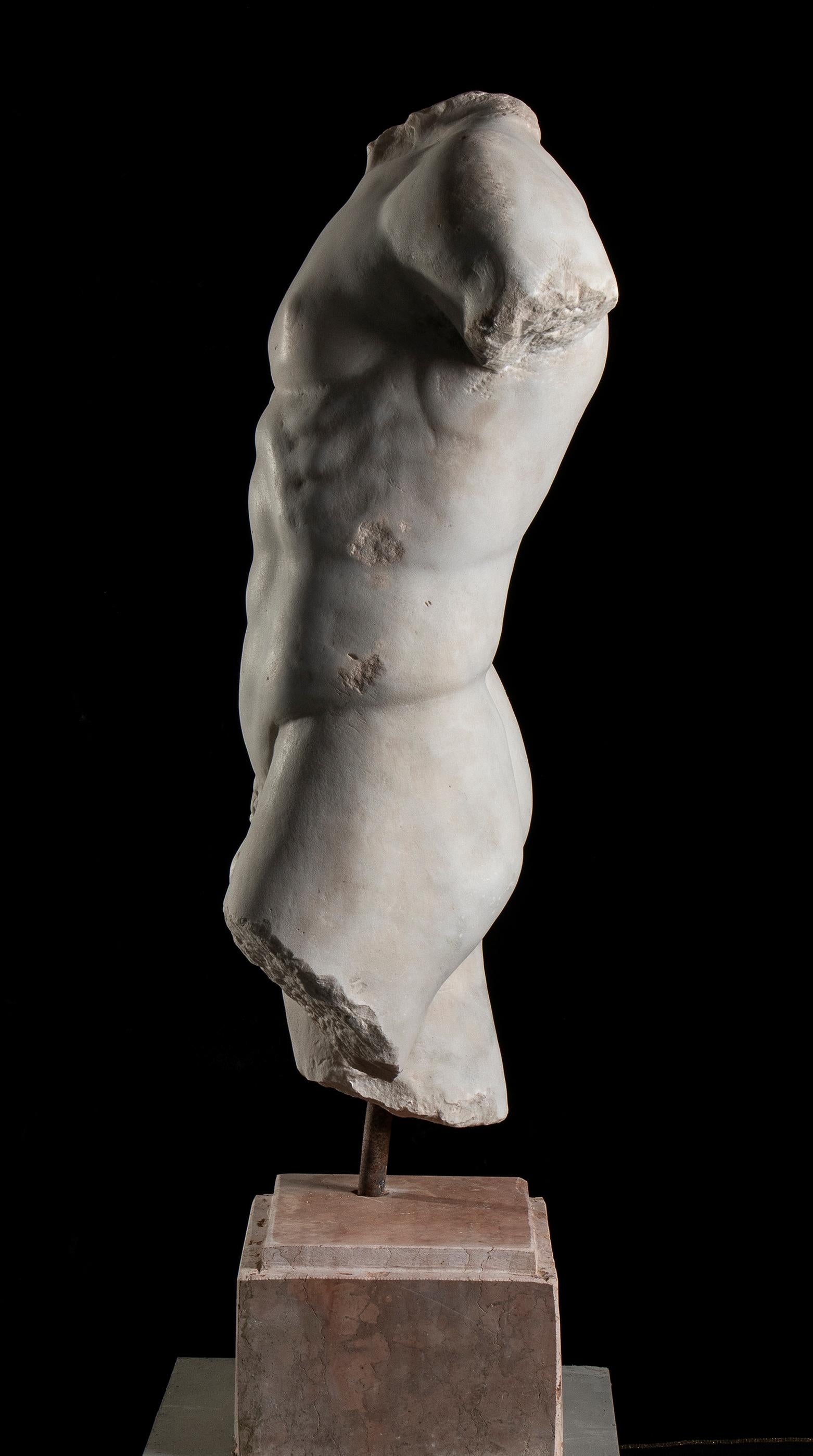 Statuary Italian Marble Sculpture of Torso Classical Roman of Athlete or God  2