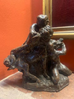 Französische figürliche mitologische Statuette aus Terrakotta im XIX Secolo