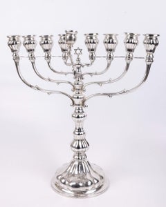 Sterling Silver Chanukiah with Magen David A Timeless Symbol of Jewish Heritage