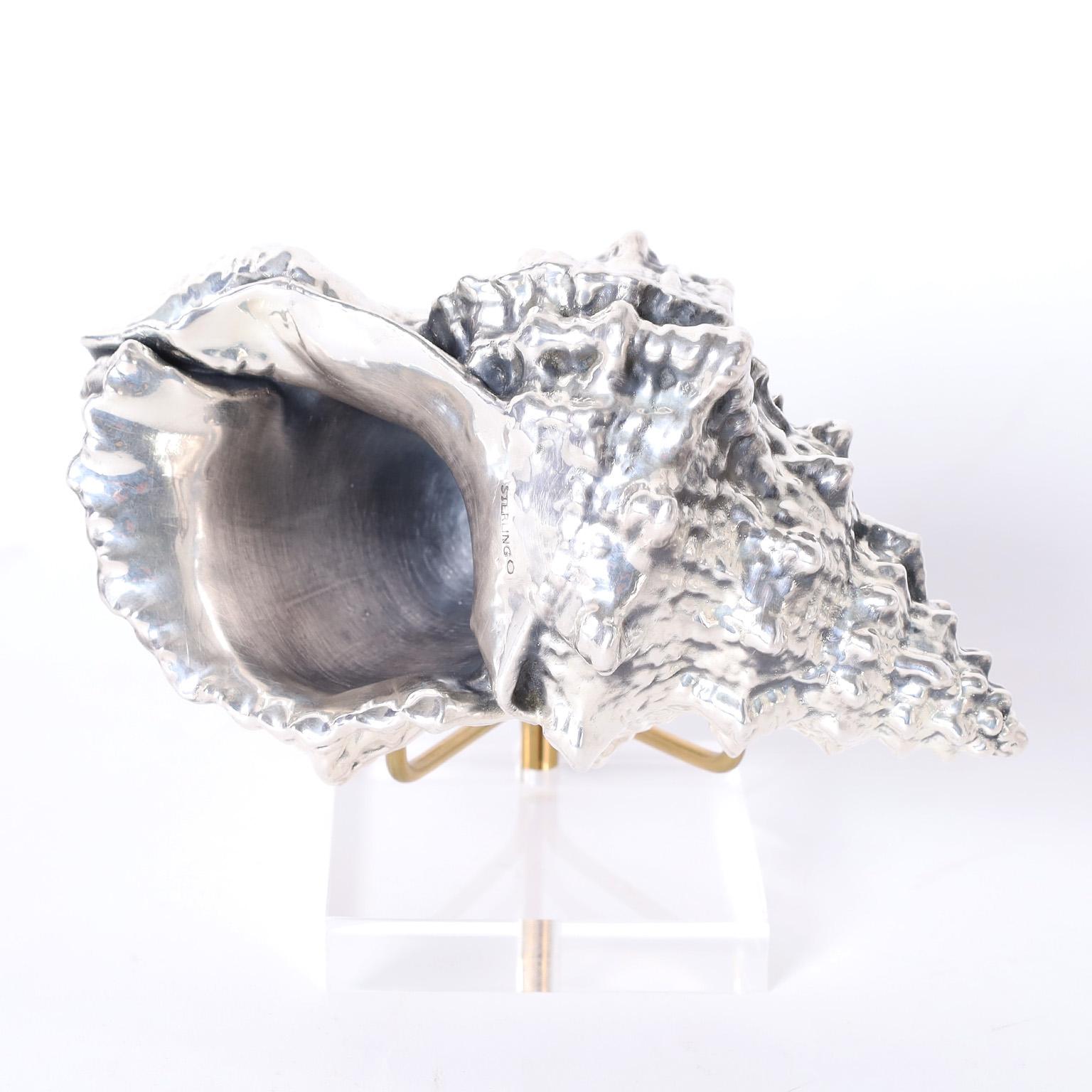 Sterling Silver Shell - Other Art Style Sculpture by Unknown