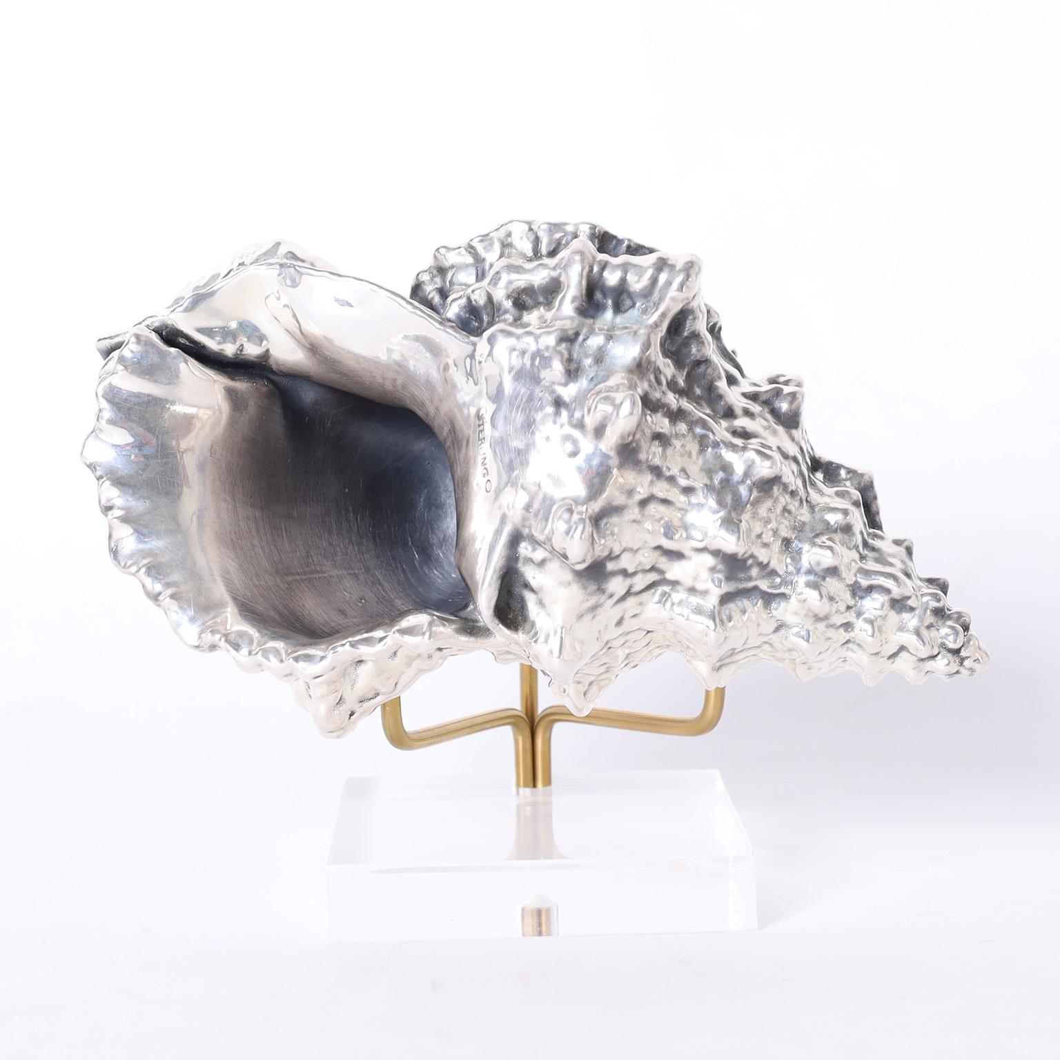 Sterling Silver Shell - Sculpture by Unknown