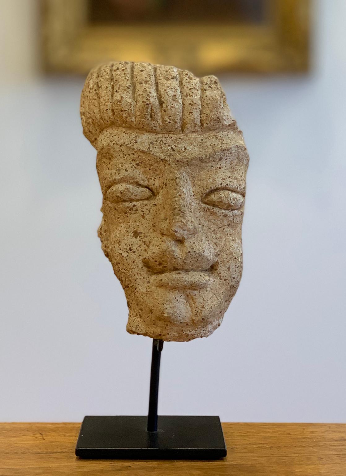 Unknown Figurative Sculpture - Stone Mask Sculpture - Pre Columbian, Costa Rica