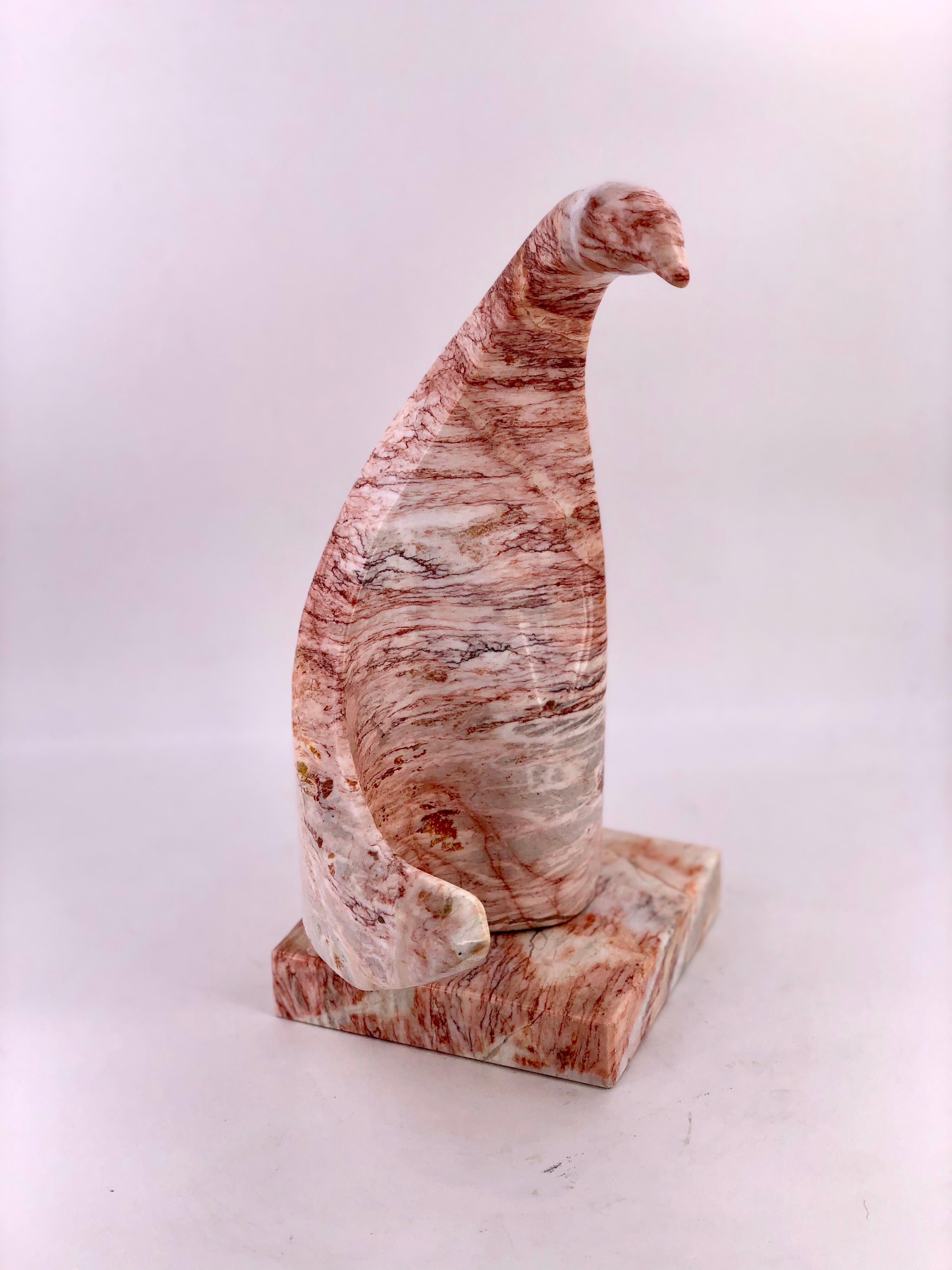 Striking Solid Pink Marble Abstract Bird Sculpture - Gray Figurative Sculpture by Unknown