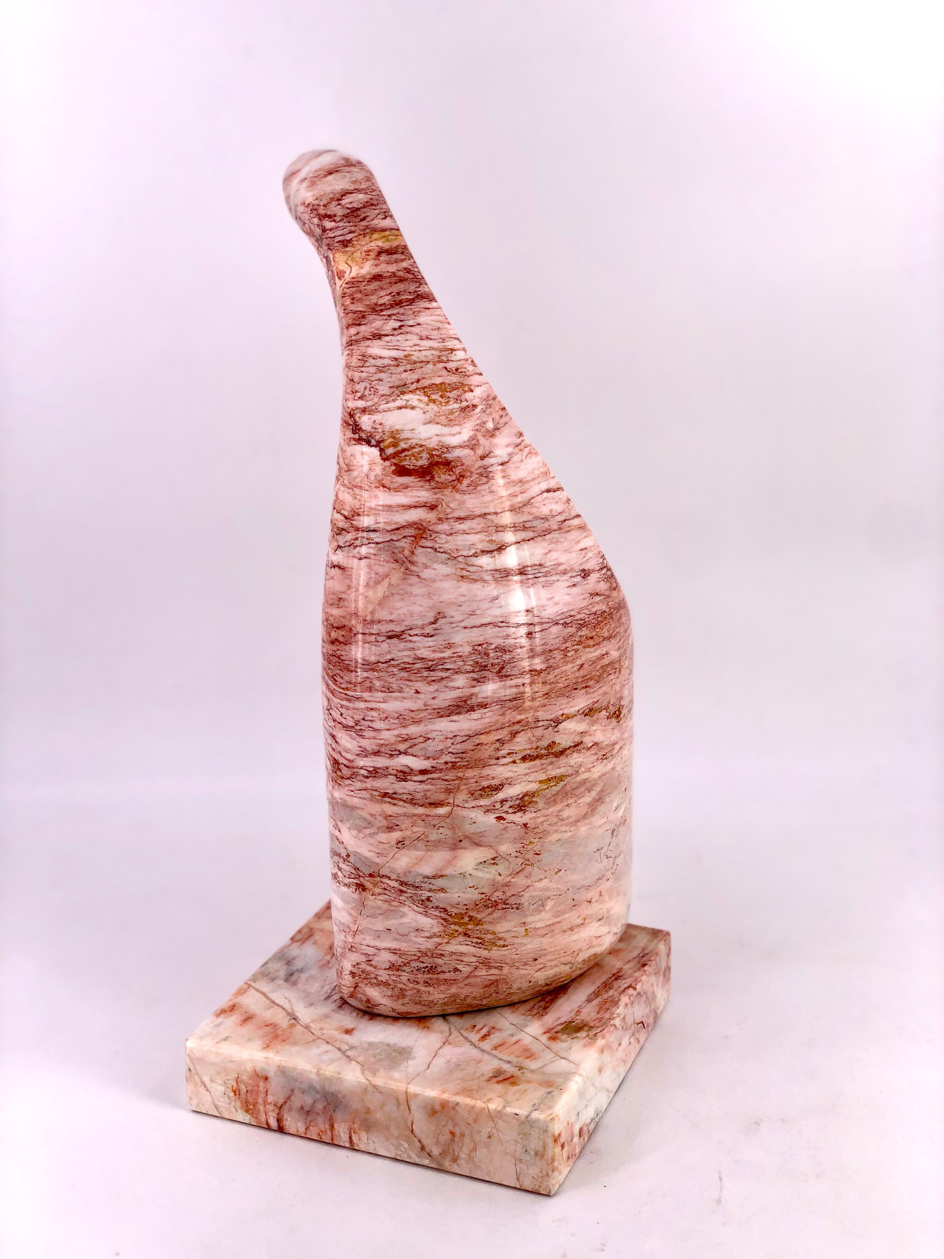 Striking Solid Pink Marble Abstract Bird Sculpture For Sale 1