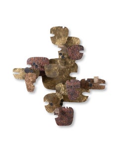 Stuart Mathews Brutalist Wall Sculpture in Mixed Metals Brass Bronze Copper