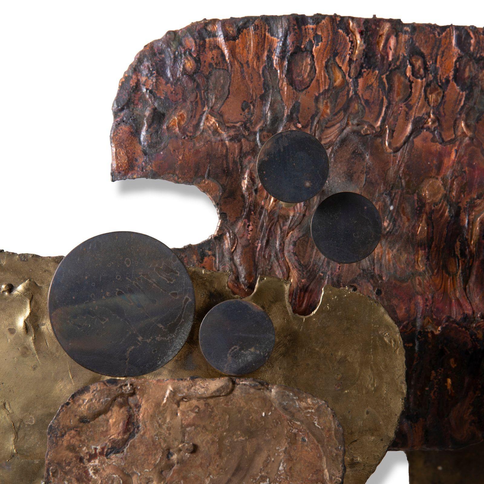 Stuart Mathews Brutalistische Wandskulptur aus gemischten Metallen Messing Bronze Kupfer im Angebot 1