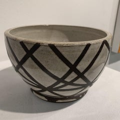 Studio Pottery Handmade Bowl with Stripes