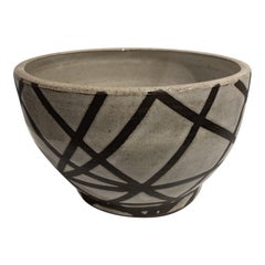 Studio Pottery Handmade Bowl with Stripes