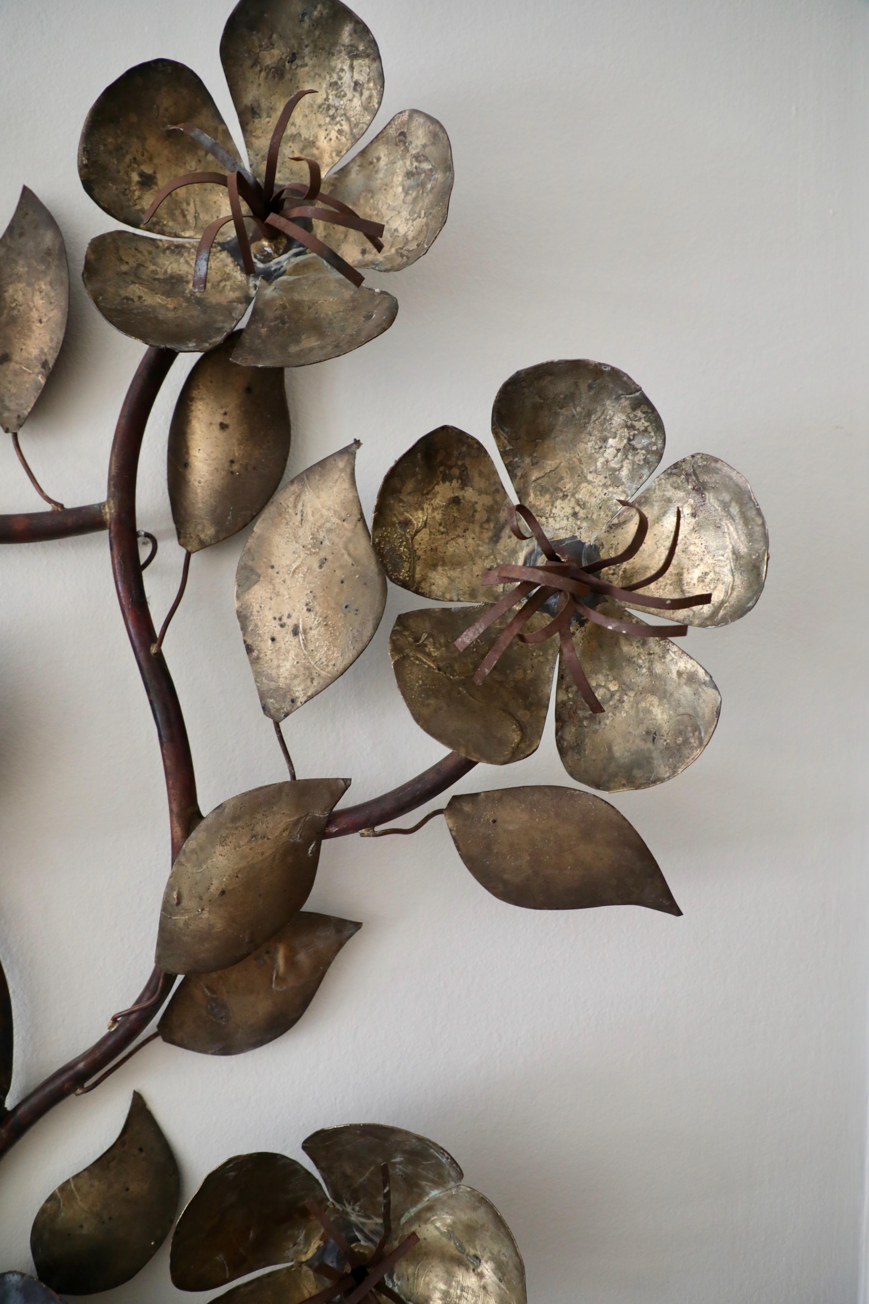 Style of C. Jeré Metal Wall Sculpture of Stylized Flowers 1