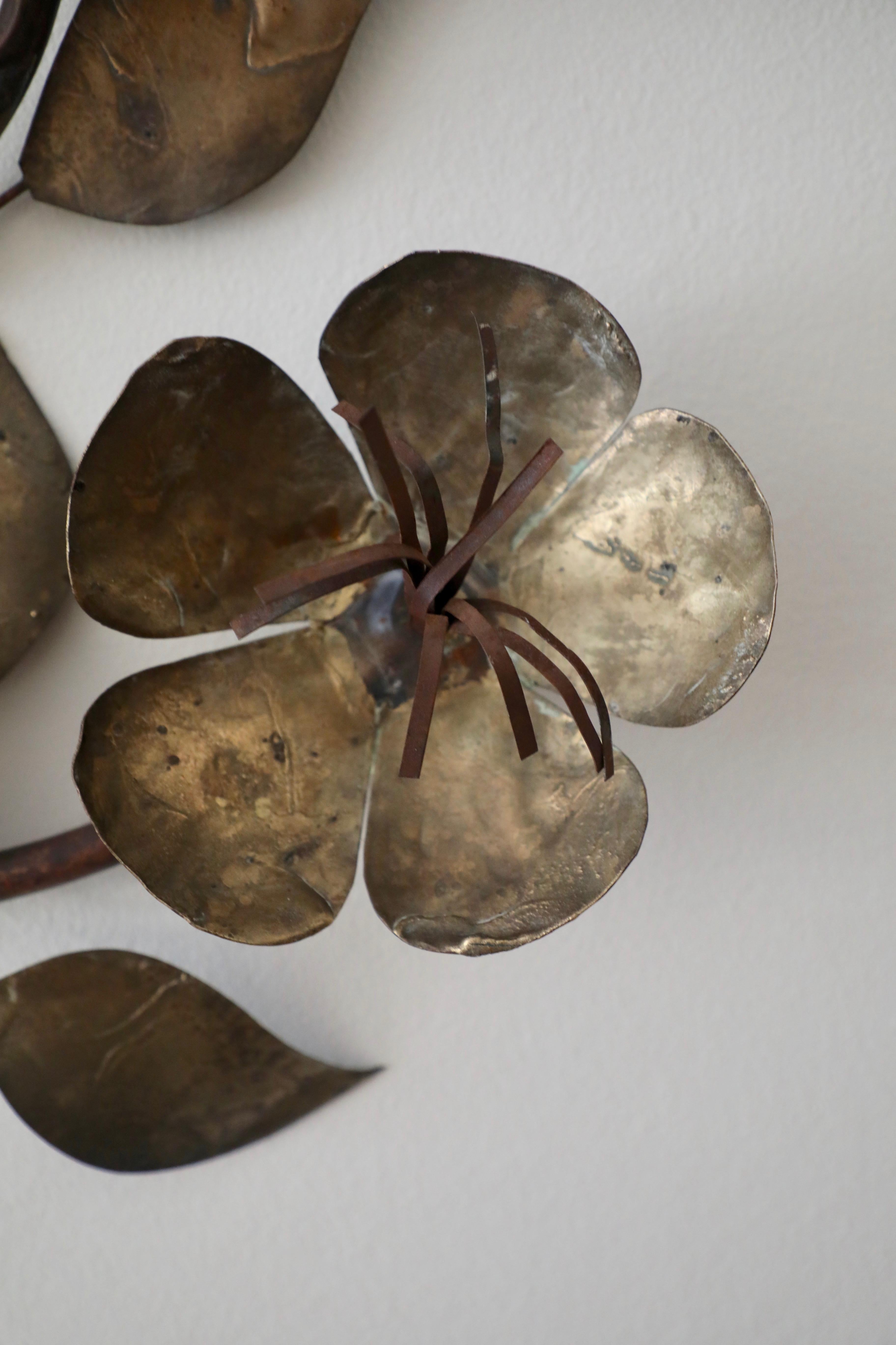 Style of C. Jeré Metal Wall Sculpture of Stylized Flowers 2