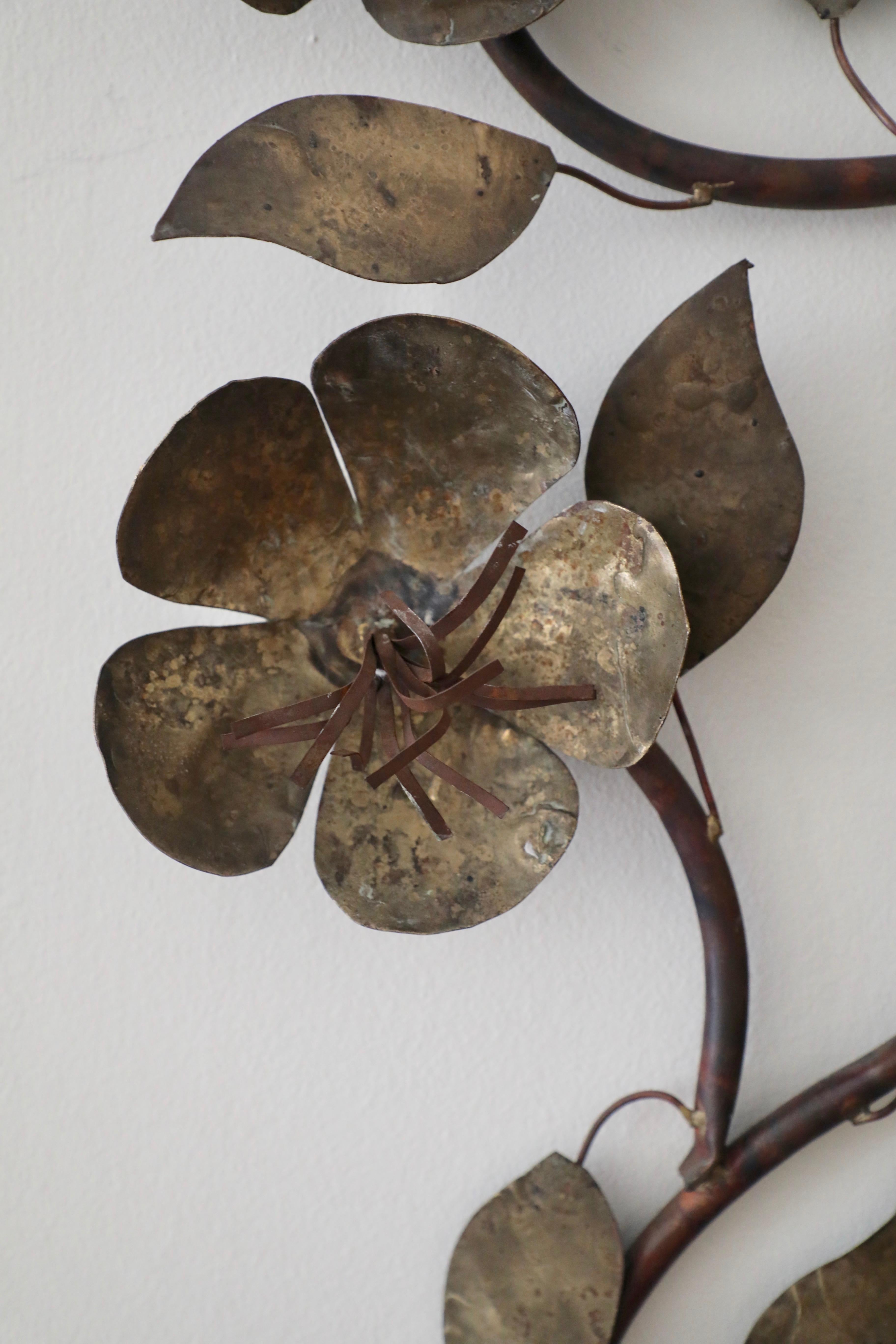 Style of C. Jeré Metal Wall Sculpture of Stylized Flowers 3